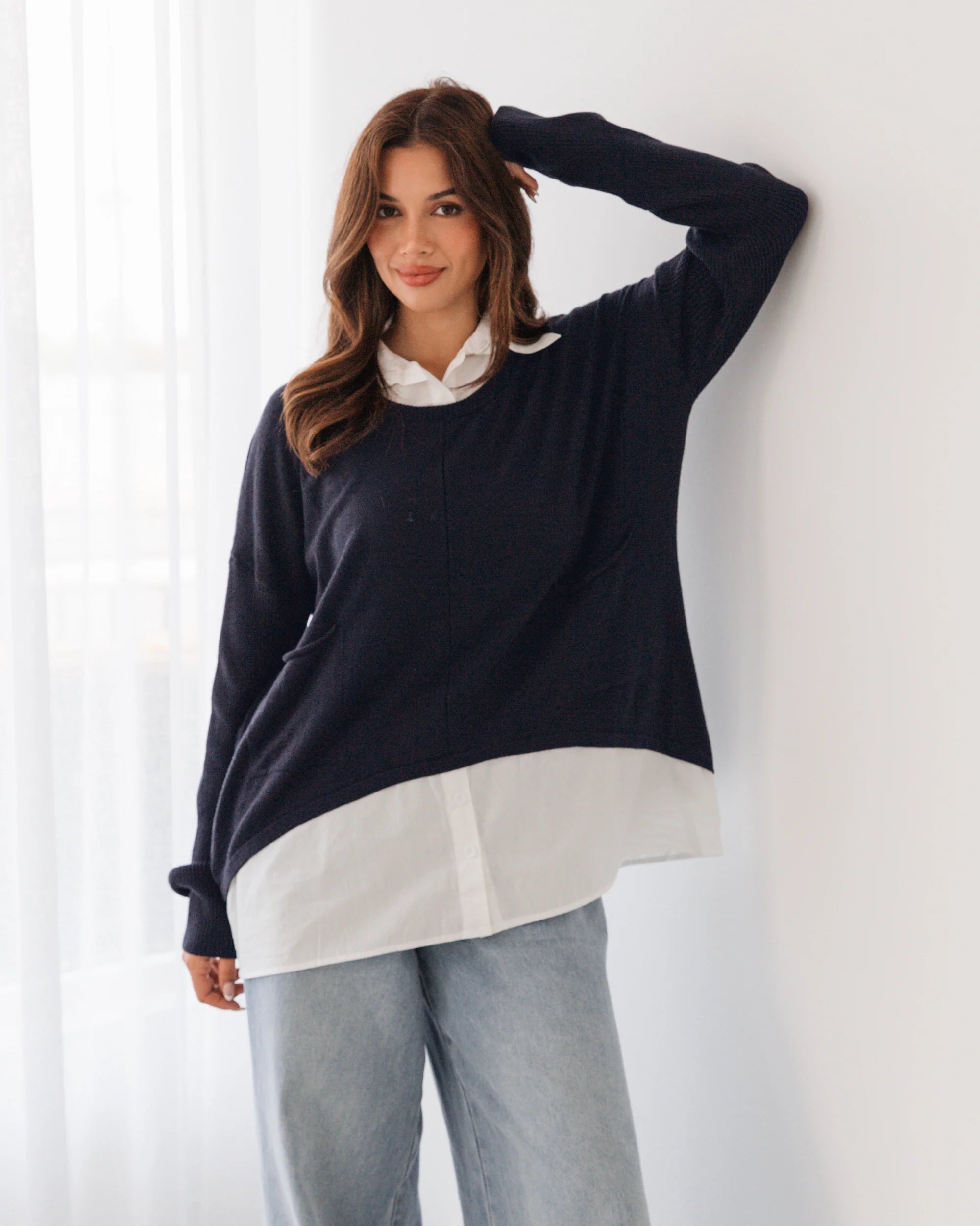 Label of Love | Layered Knit/Shirt Jumper
