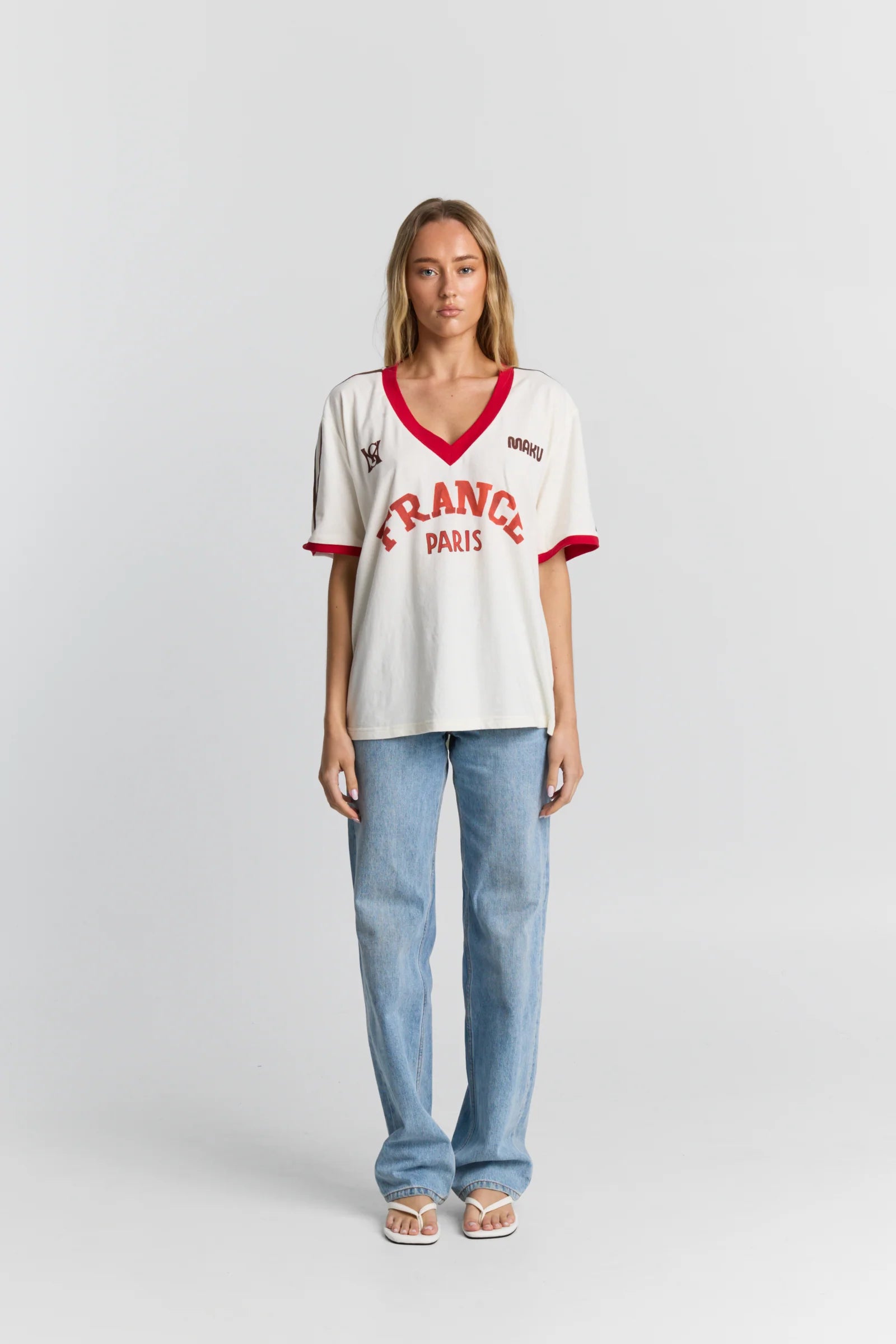 Maku - France V-neck Tee — front view flat lay