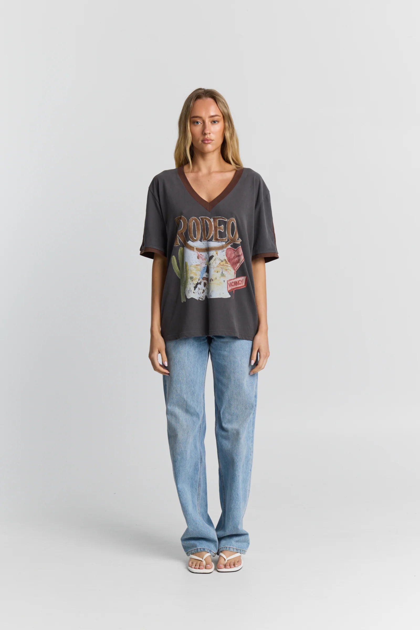 Maku - Rodeo V-neck Tee — front view flat lay