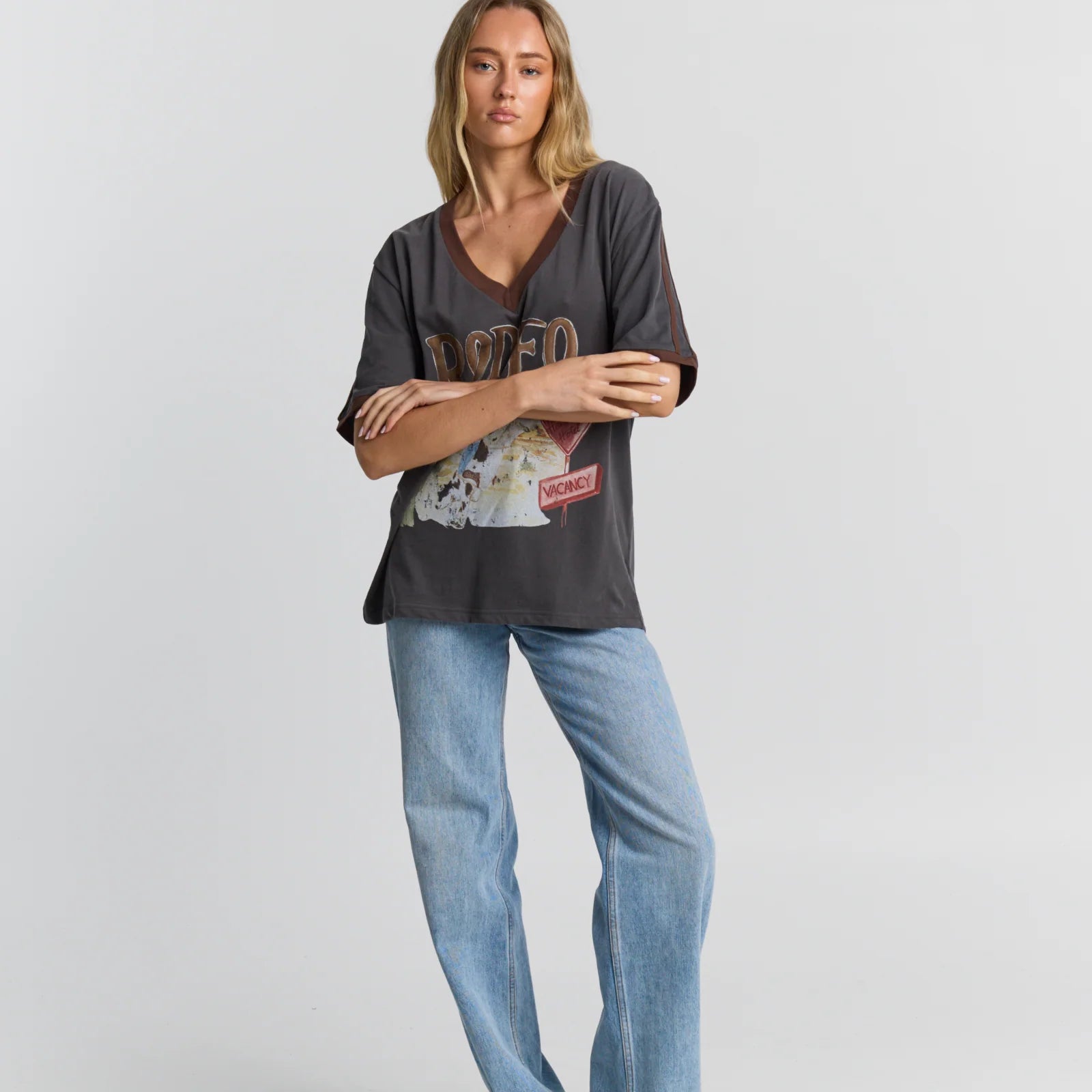 Maku - Rodeo V-neck Tee — styled lifestyle shot