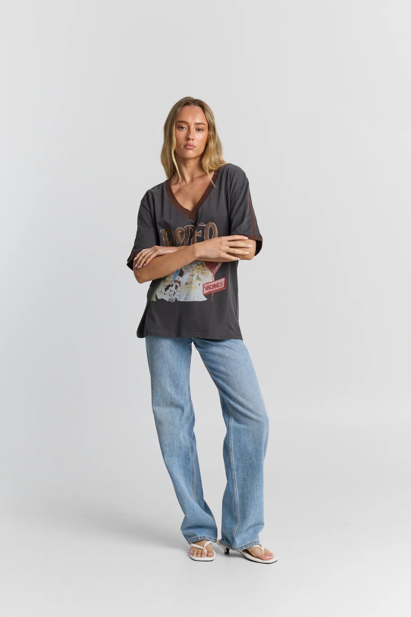 Maku - Rodeo V-neck Tee — styled lifestyle shot