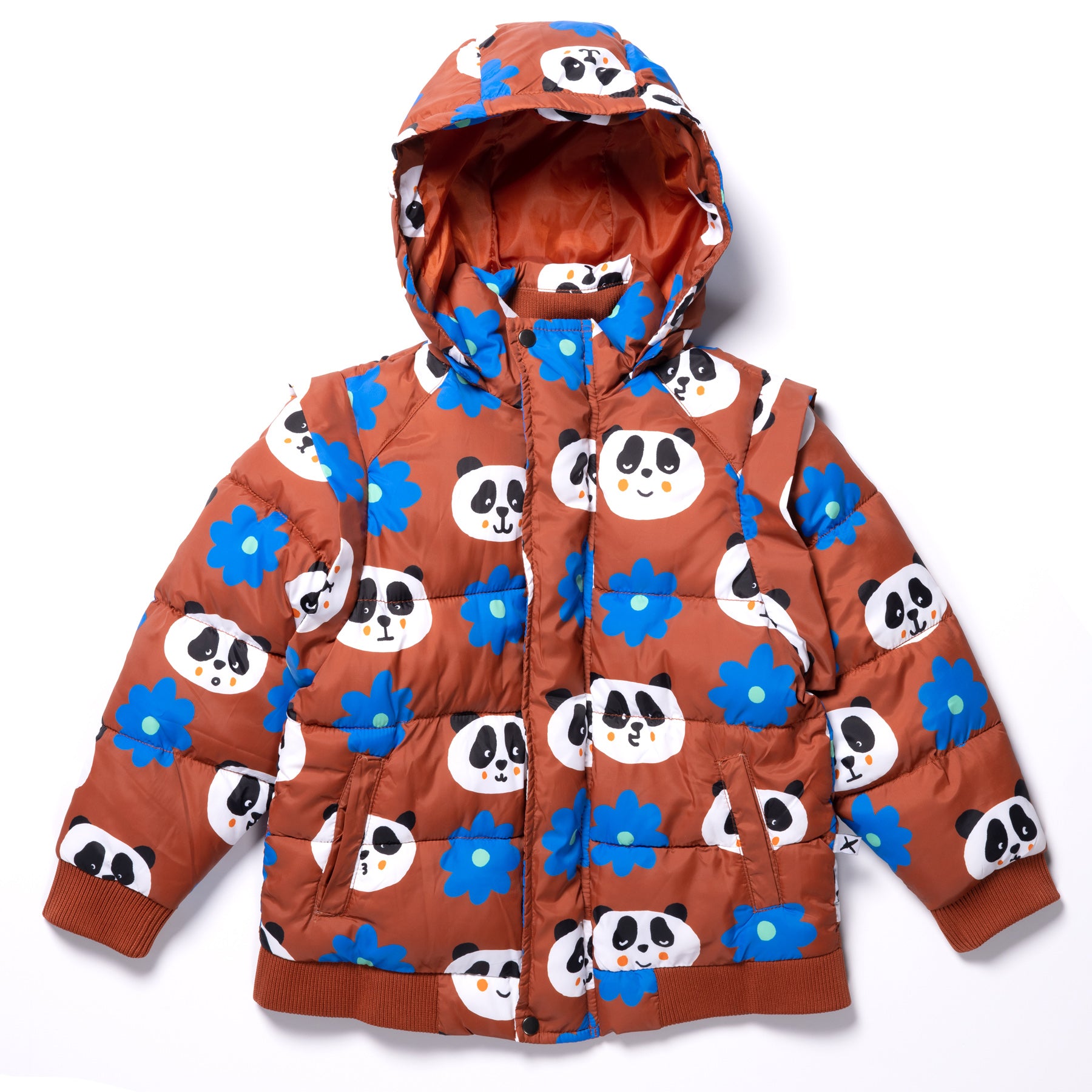 Minti | Flowers And Pandas Puffa Jacket