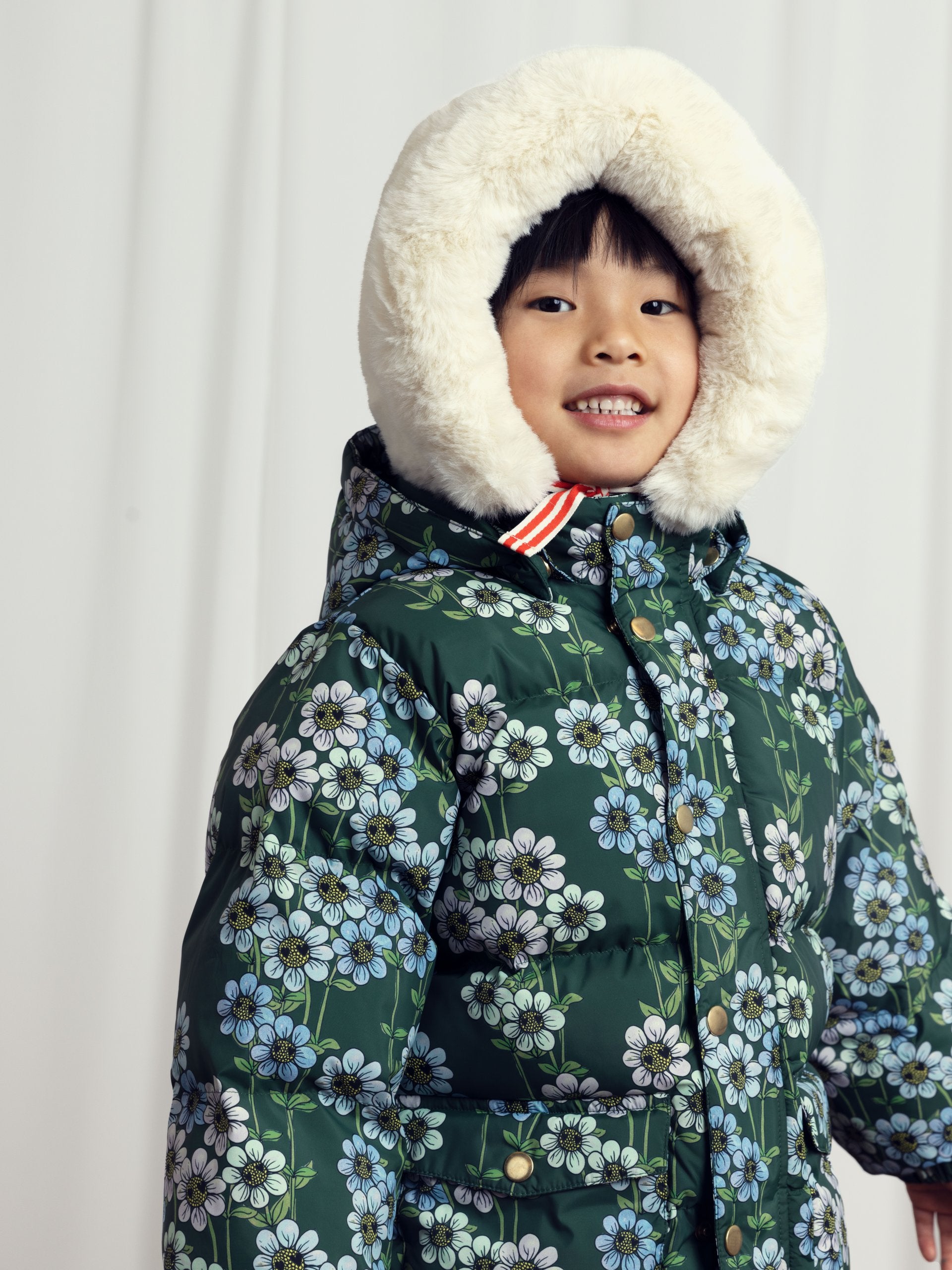 Mini Rodini | Daisys aop heavy hooded puffer jacket