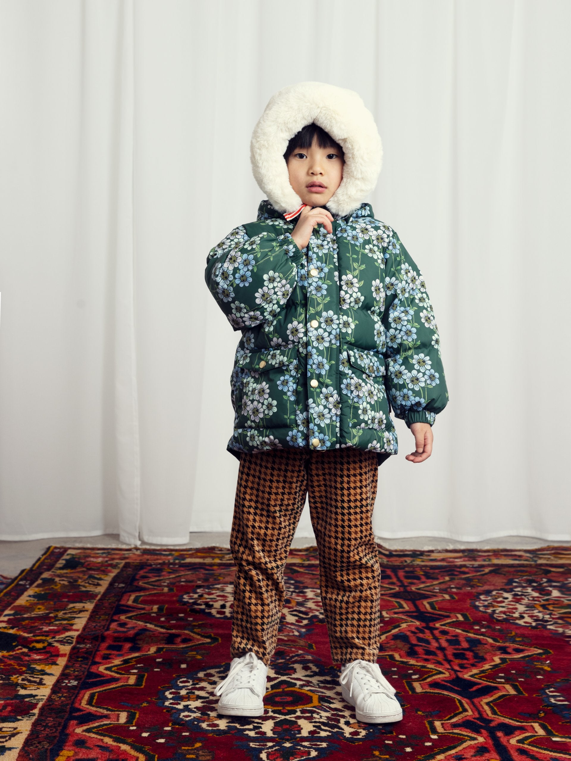 Mini Rodini | Daisys aop heavy hooded puffer jacket