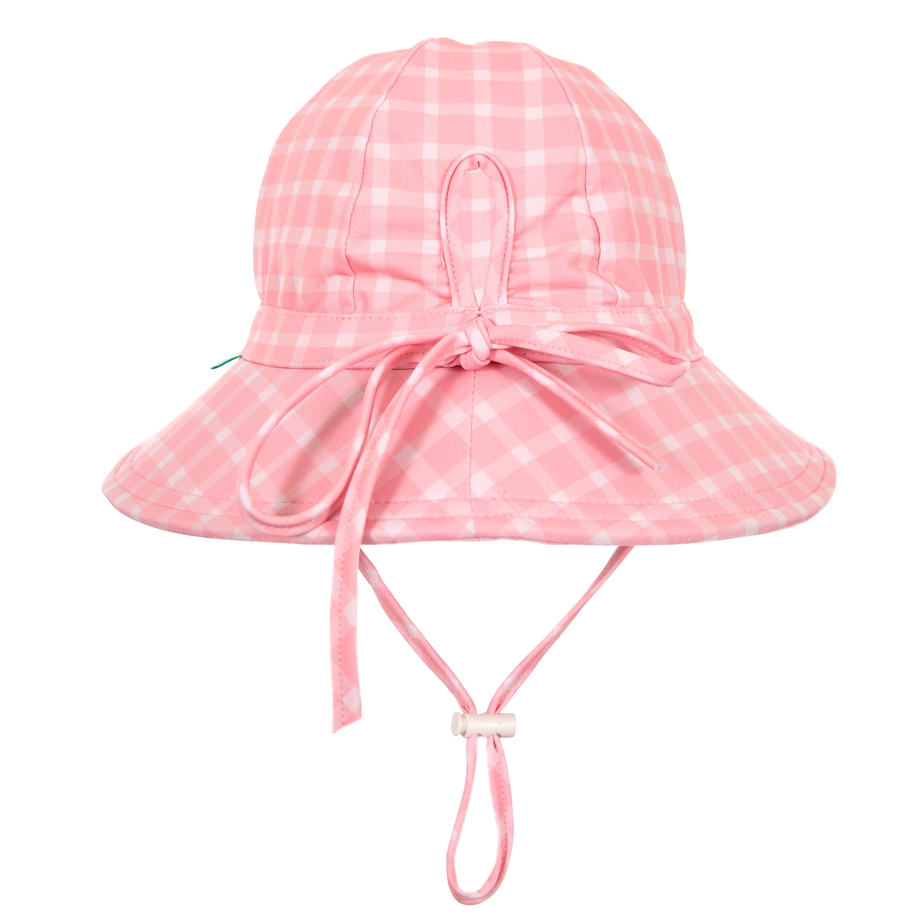 Acorn | Pink Gingham Wide Brim Swim Hat