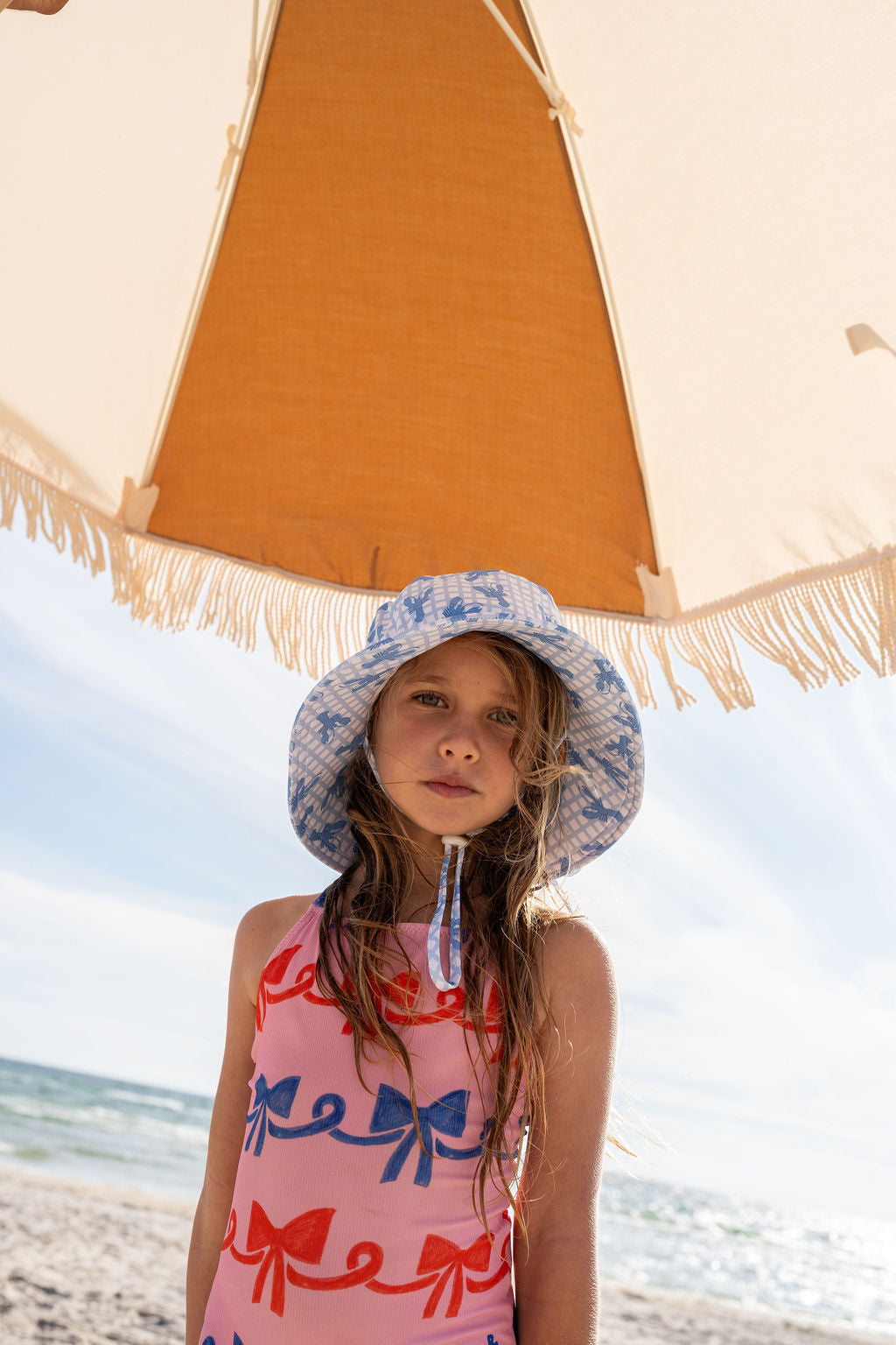 Acorn | Blue Lobster Wide Brim Swim Hat