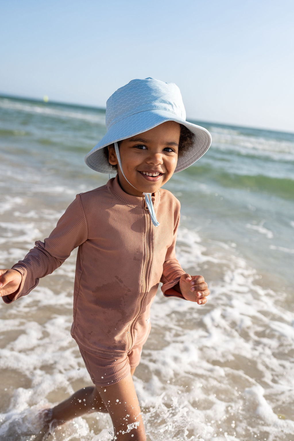 Acorn | Blue Waves Wide Brim Swim Hat