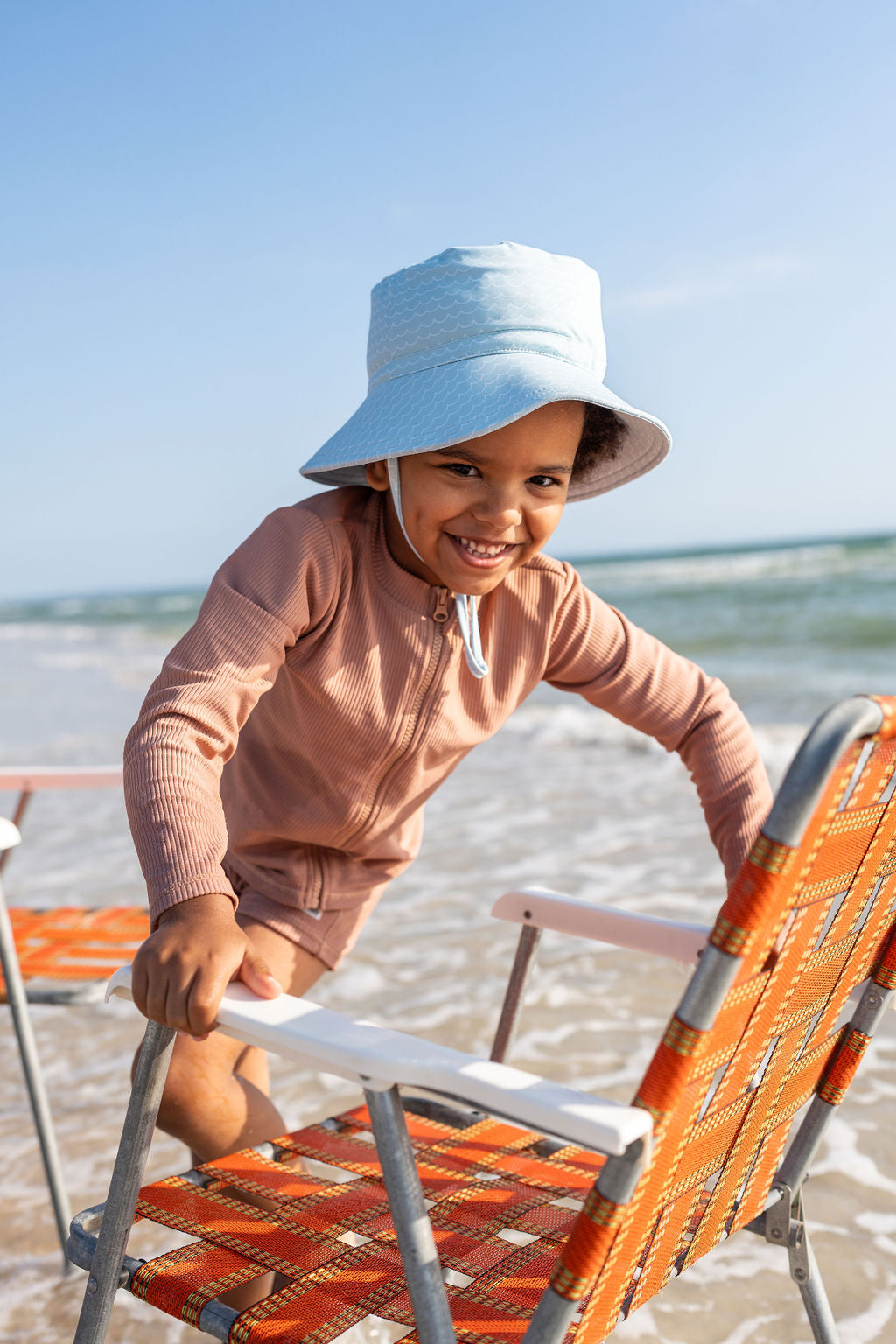 Acorn | Blue Waves Wide Brim Swim Hat