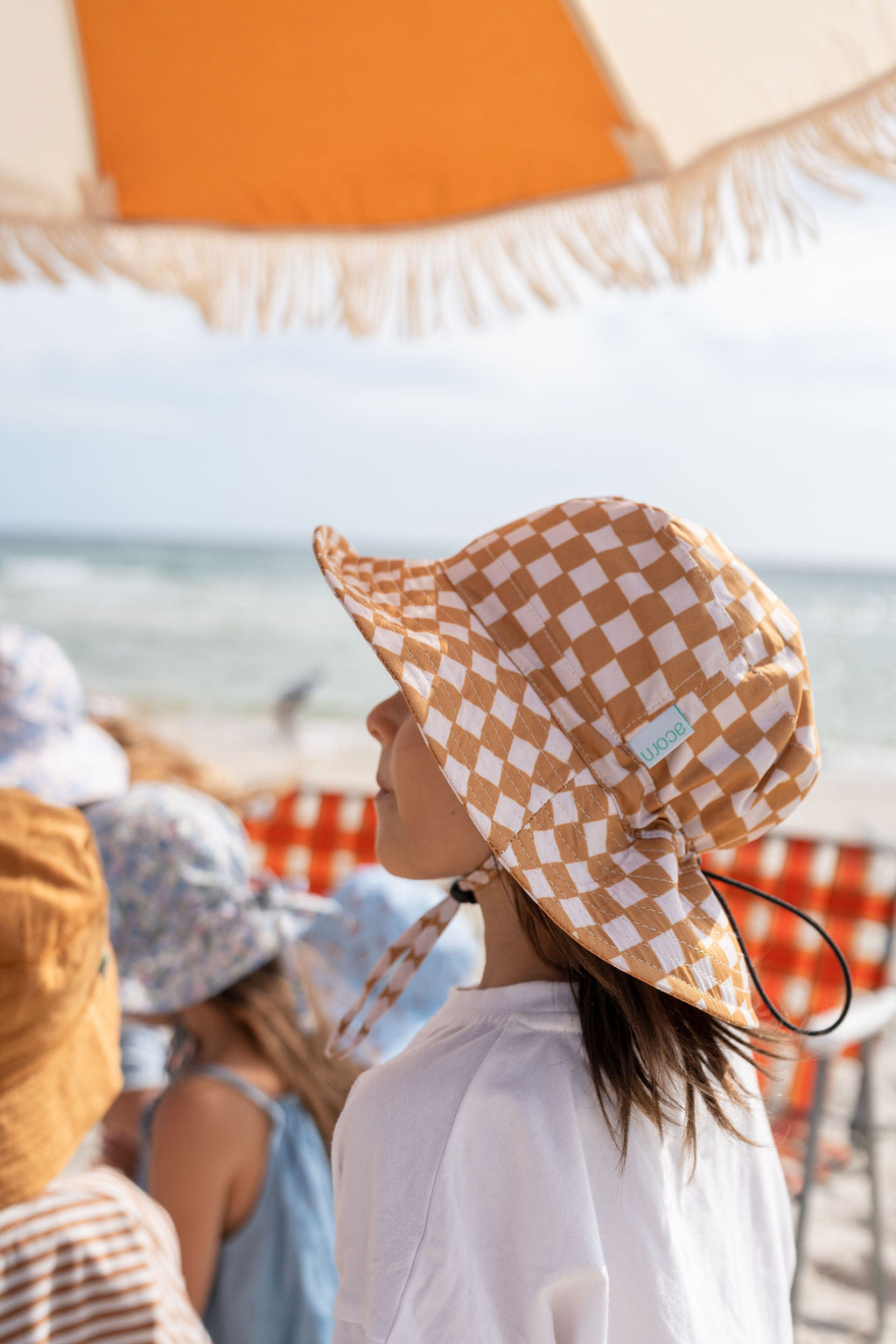 Acorn | Checkmate Wide Brim Bucket Hat - Caramel
