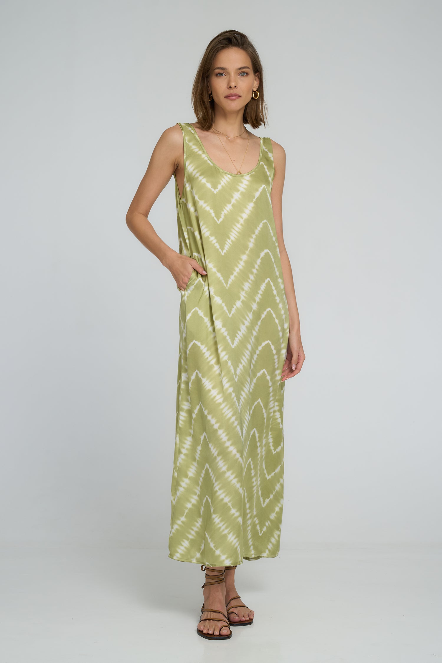 Lilya | Safran Maxi Dress Celestial Tie Dye -Green Apple