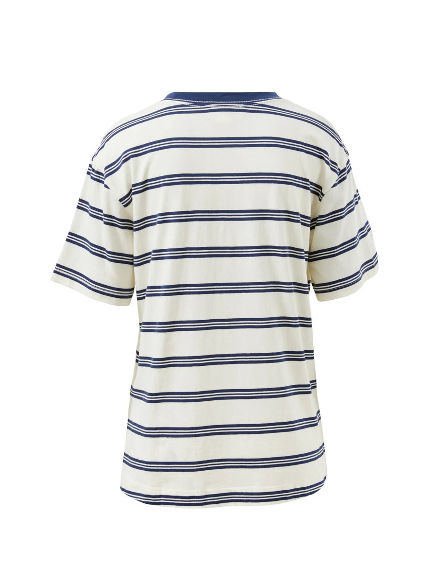 Ceres Life | Stevie Slouchy Tee- Milk/heritage navy stripe