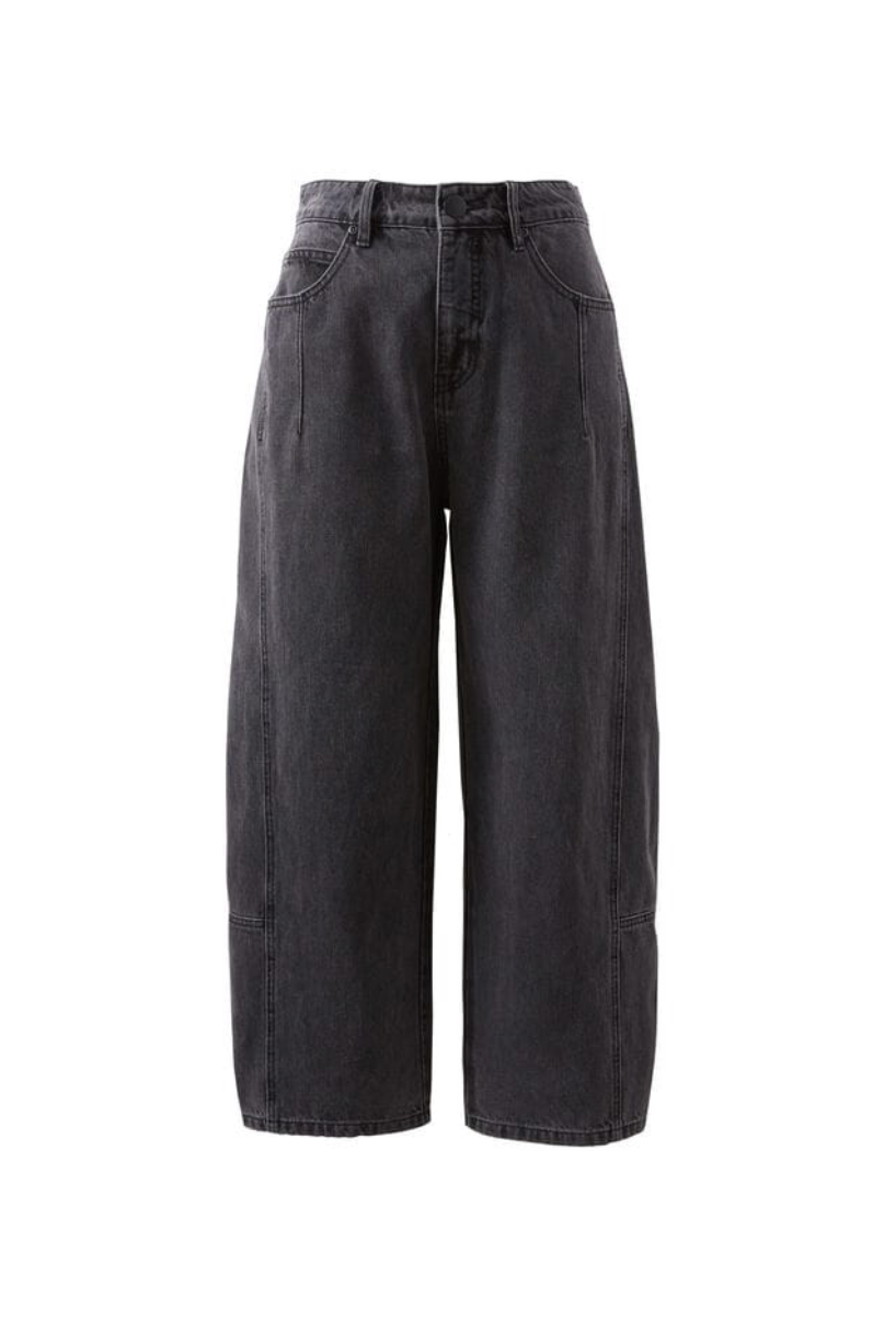 Ceres Life | Darted Barrel Jean -Faded Black