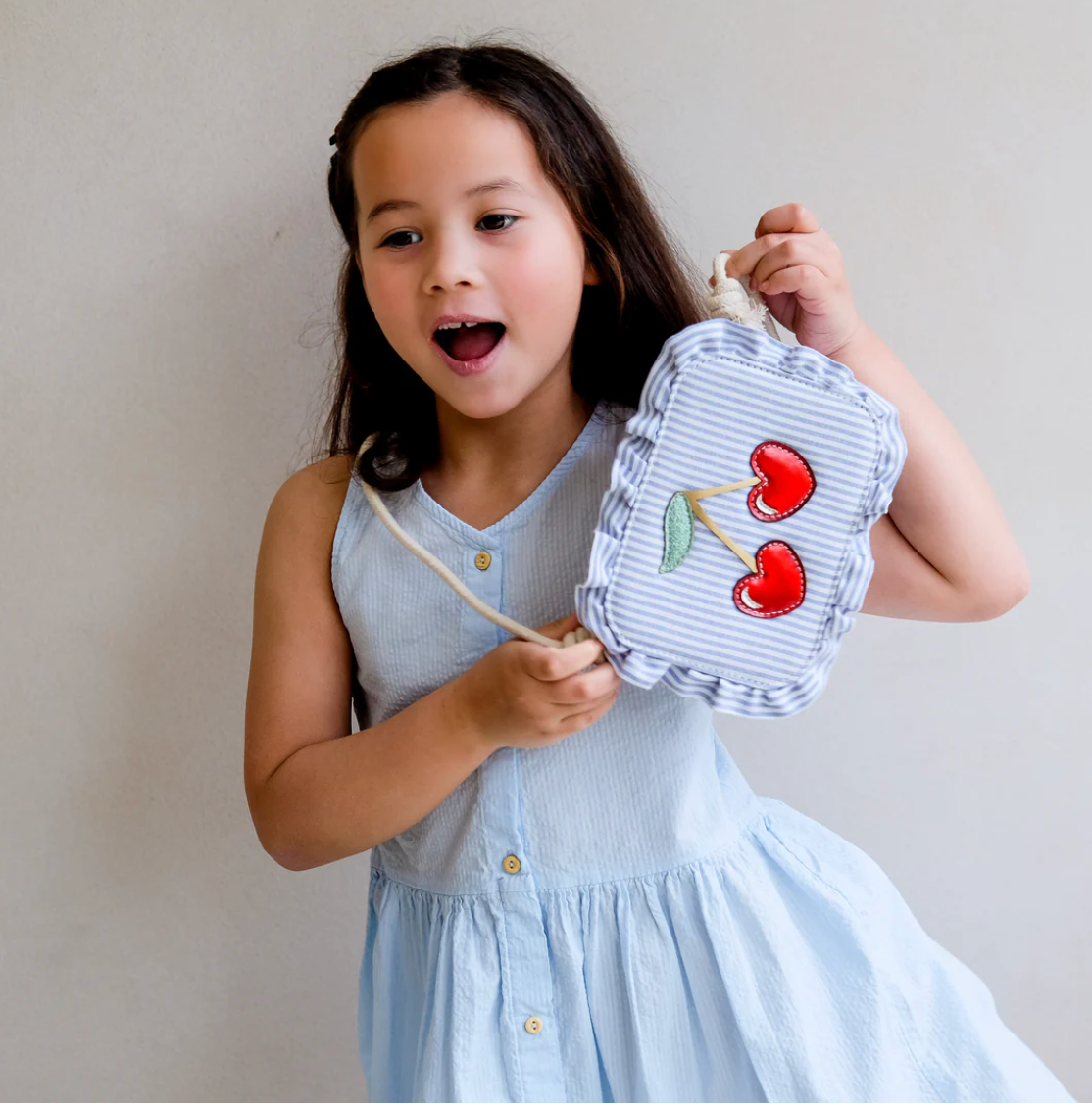 Mimi and Lula | Striped Cherry Bag- Blue