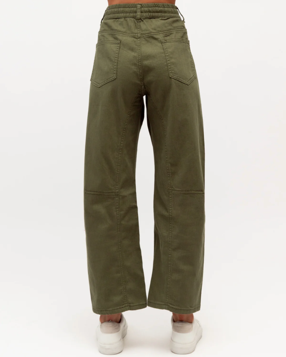 Label of Love | Faded Barrel Leg Jean- Khaki