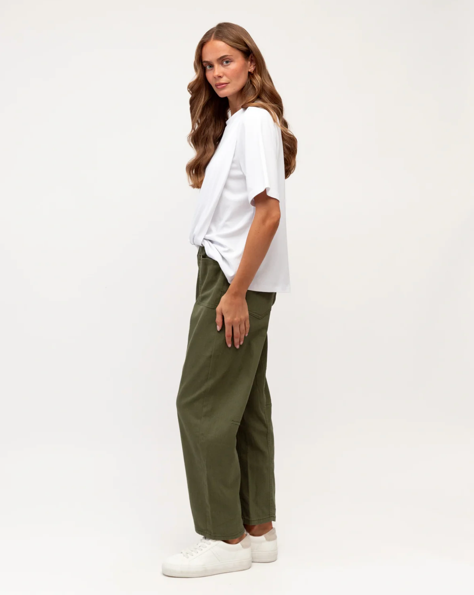 Label of Love | Faded Barrel Leg Jean- Khaki