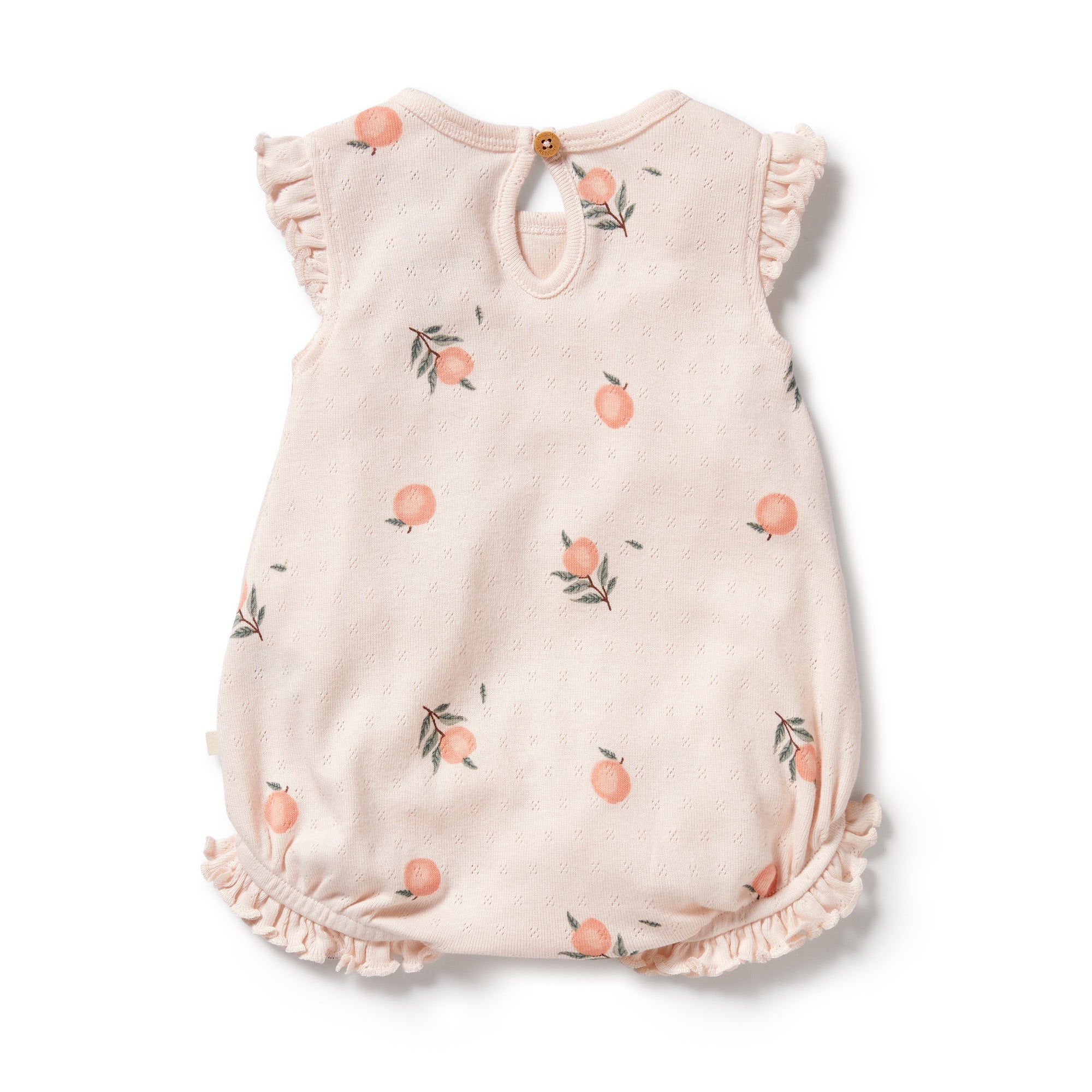 Wilson & Frenchy | Peaches Organic Pointelle Ruffle Growsuit
