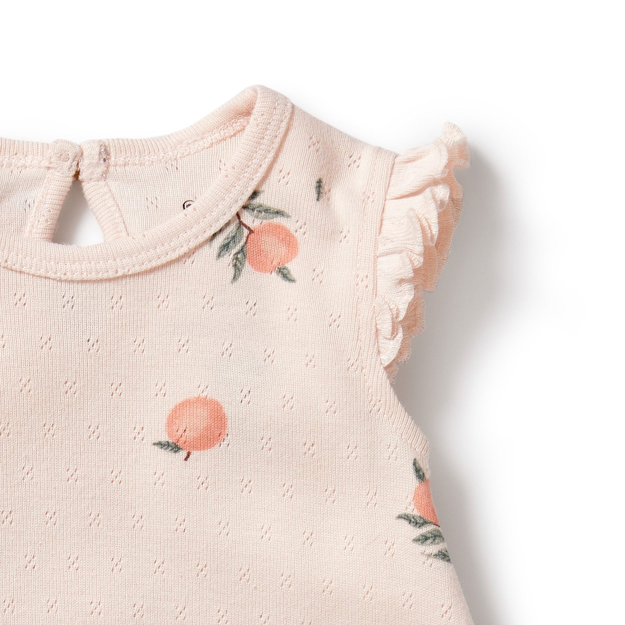 Wilson & Frenchy | Peaches Organic Pointelle Ruffle Growsuit