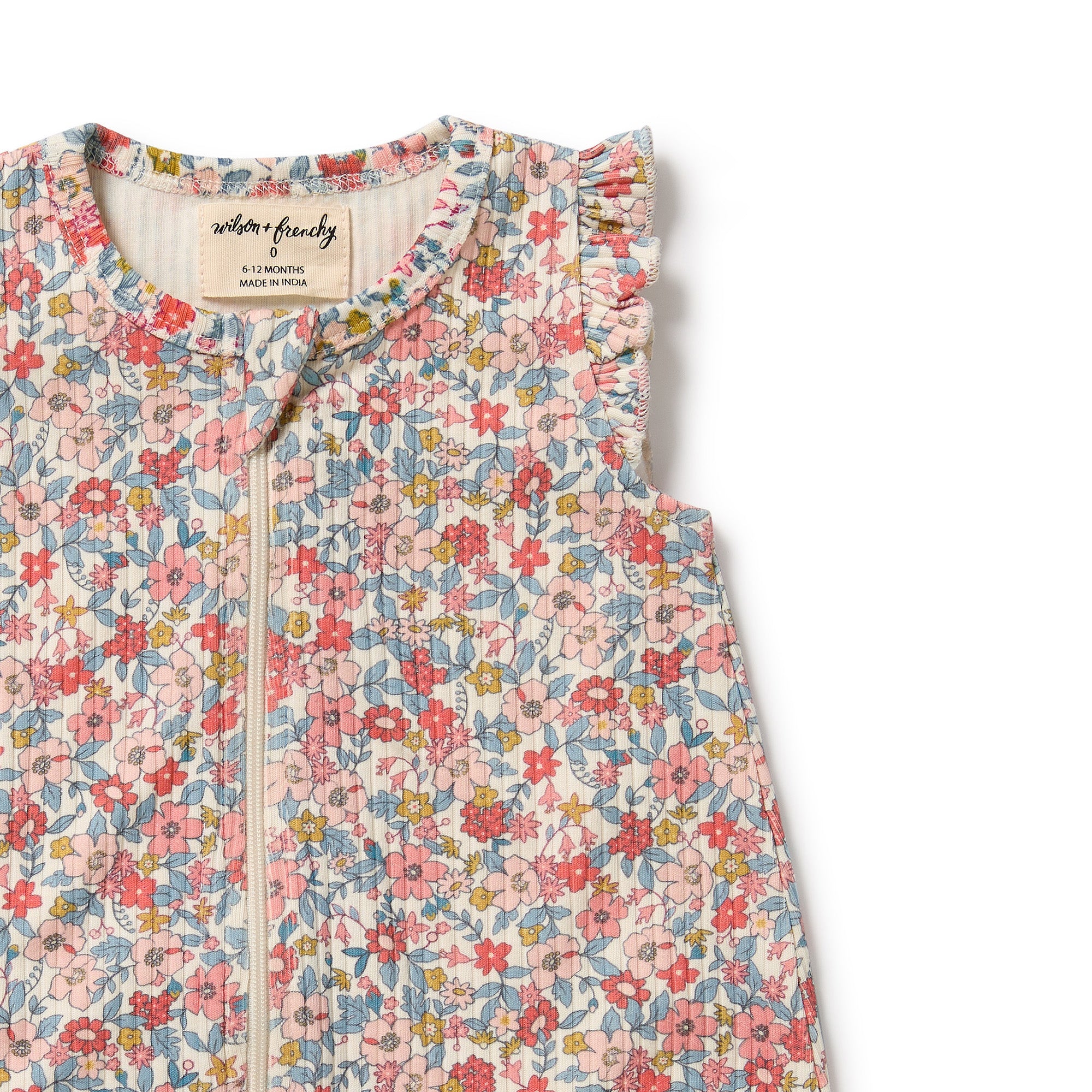 Wilson & Frenchy | Summer Bloom Organic Ruffle Zipsuit