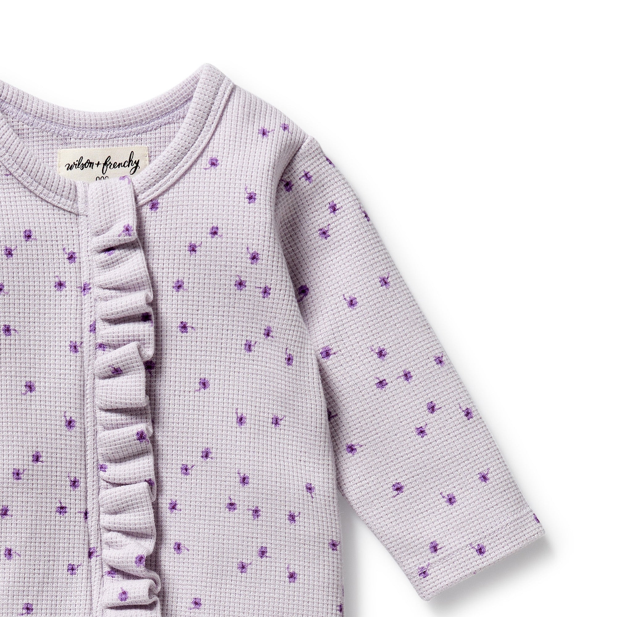 Wilson & Frenchy | Lulu Daisy Organic Waffle Ruffle Zipsuit