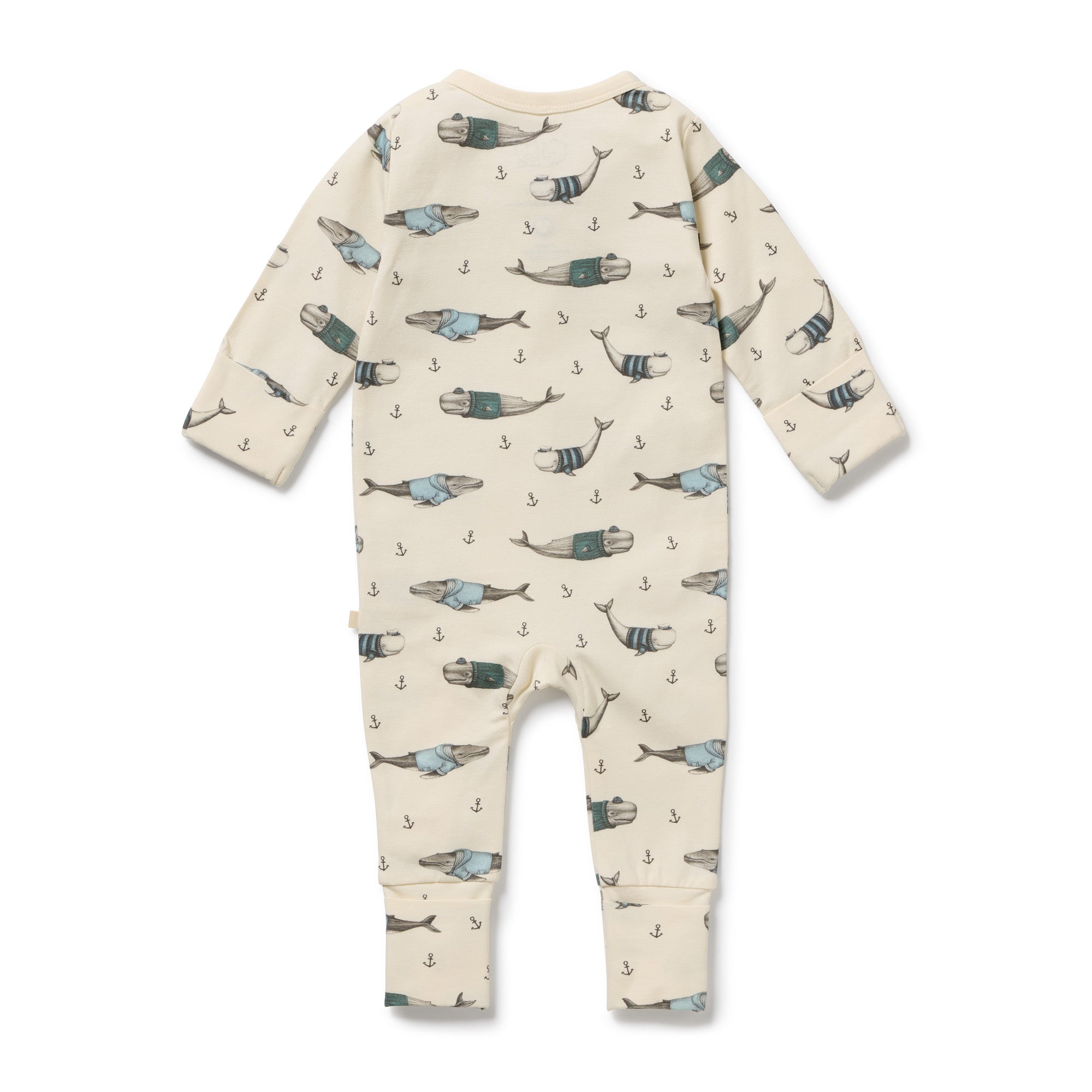 Wilson & Frenchy | Woolly Whales Organic Zipsuit with Feet
