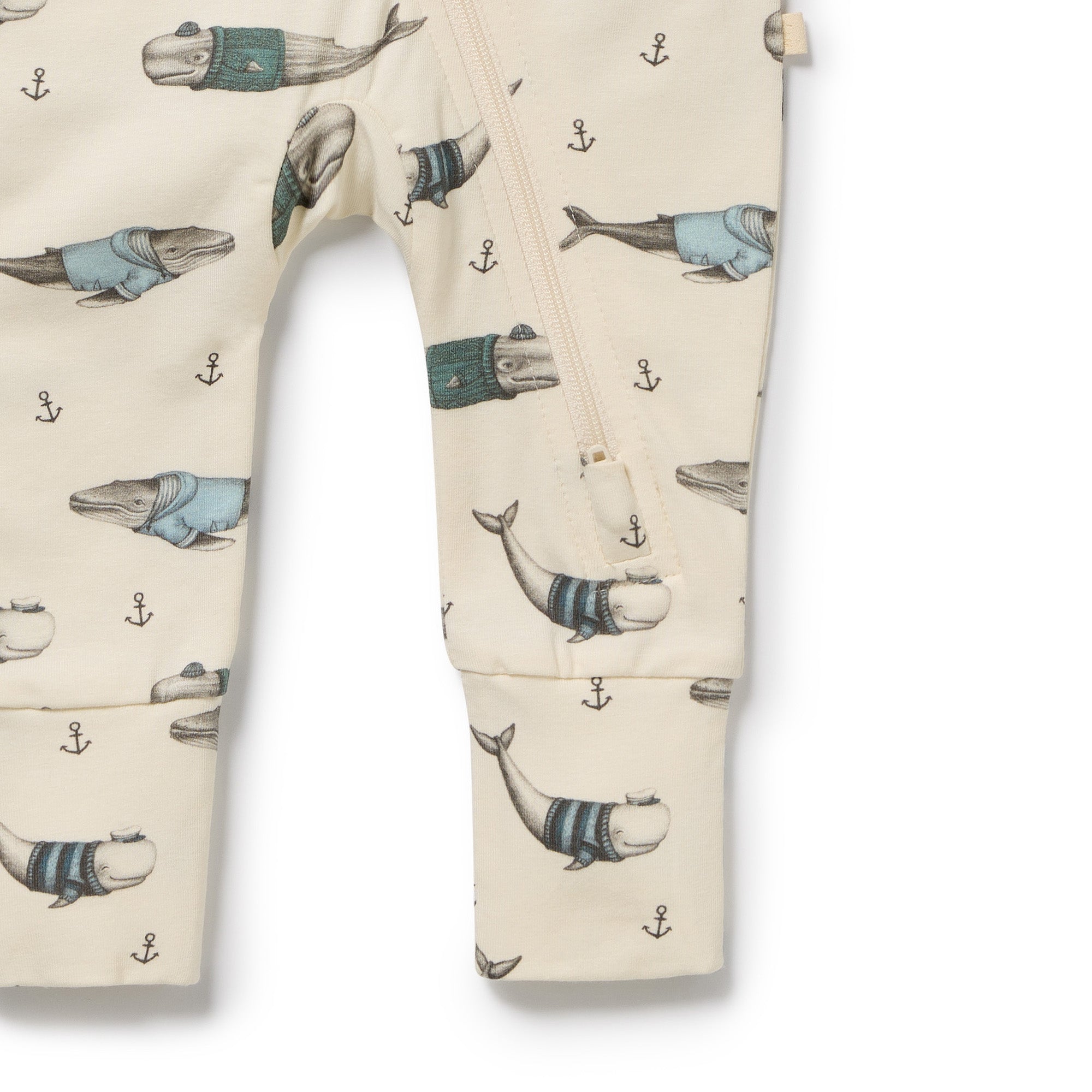Wilson & Frenchy | Woolly Whales Organic Zipsuit with Feet