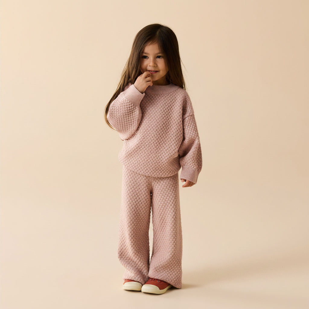 Wilson and Frenchy Marshmallow Organic Knitted Bubble Jumper - lifestyle styled