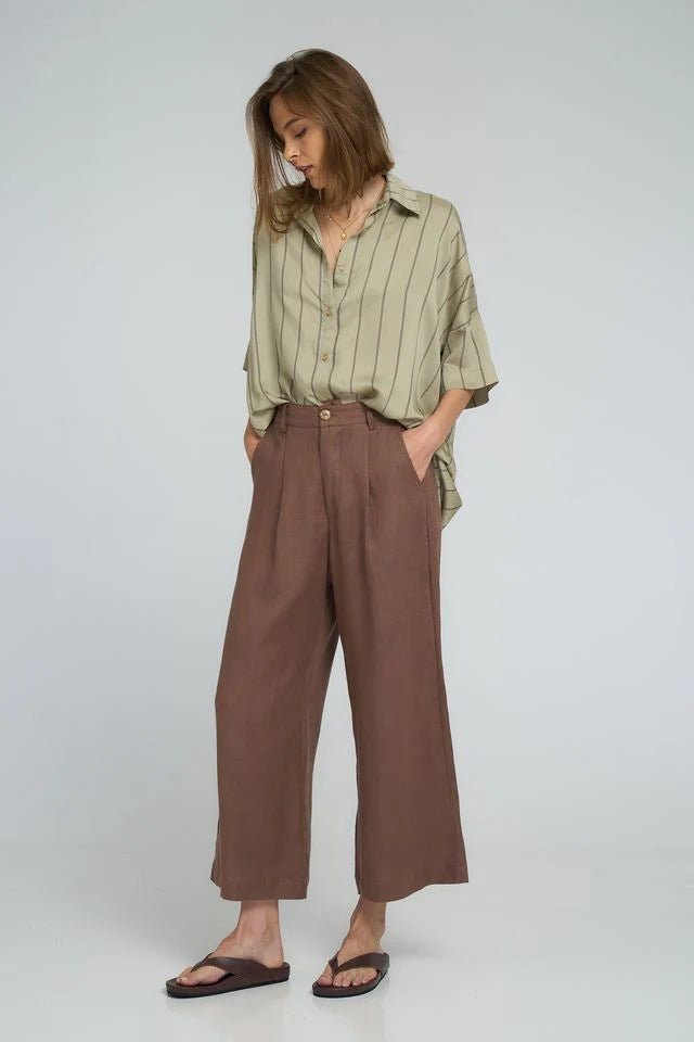 Lilya | Georgie Shirt Pastel Sage Stripe
