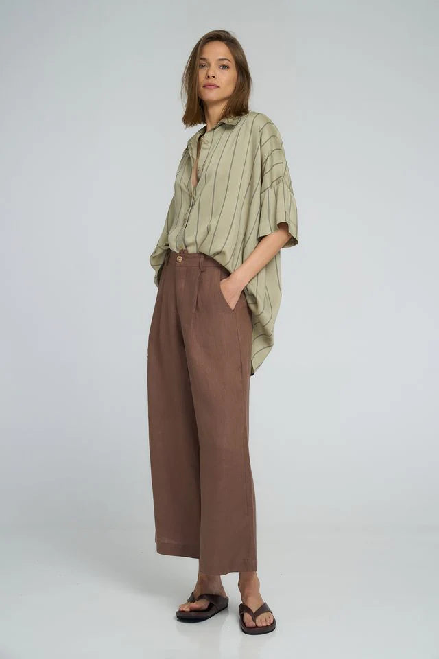 Lilya | Georgie Shirt Pastel Sage Stripe