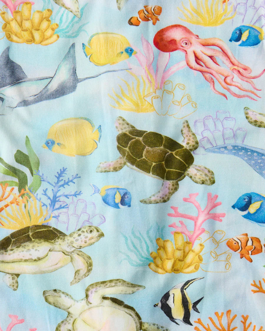 Kip & Co BABY | Reef Life Organic Short Sleeve Frill Romper