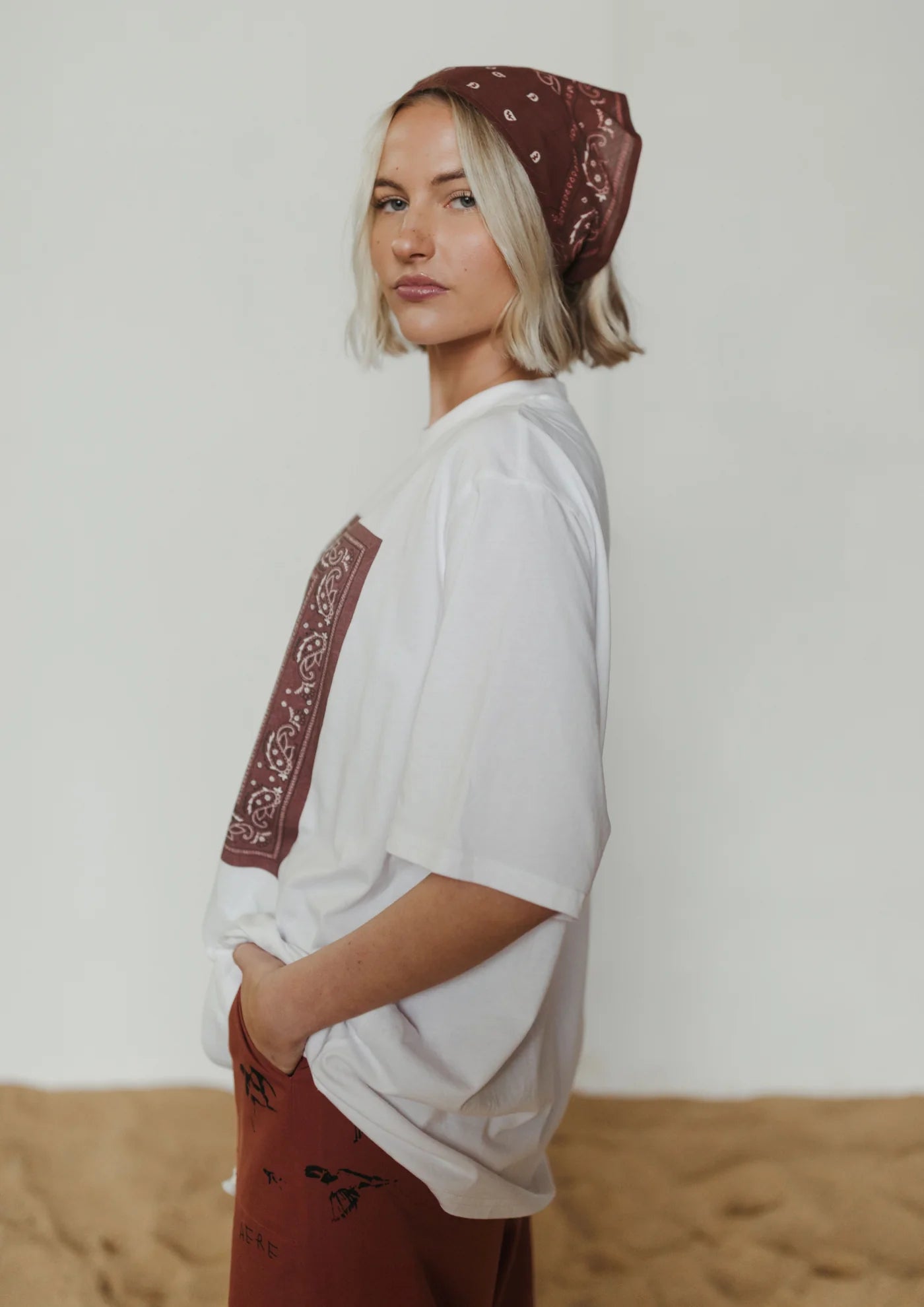 FAR MER by Whitney Bandana Crew Tee — styled lifestyle shot