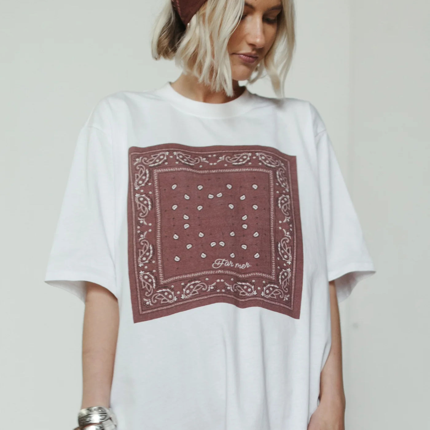 FAR MER by Whitney Bandana Crew Tee — front view flat lay