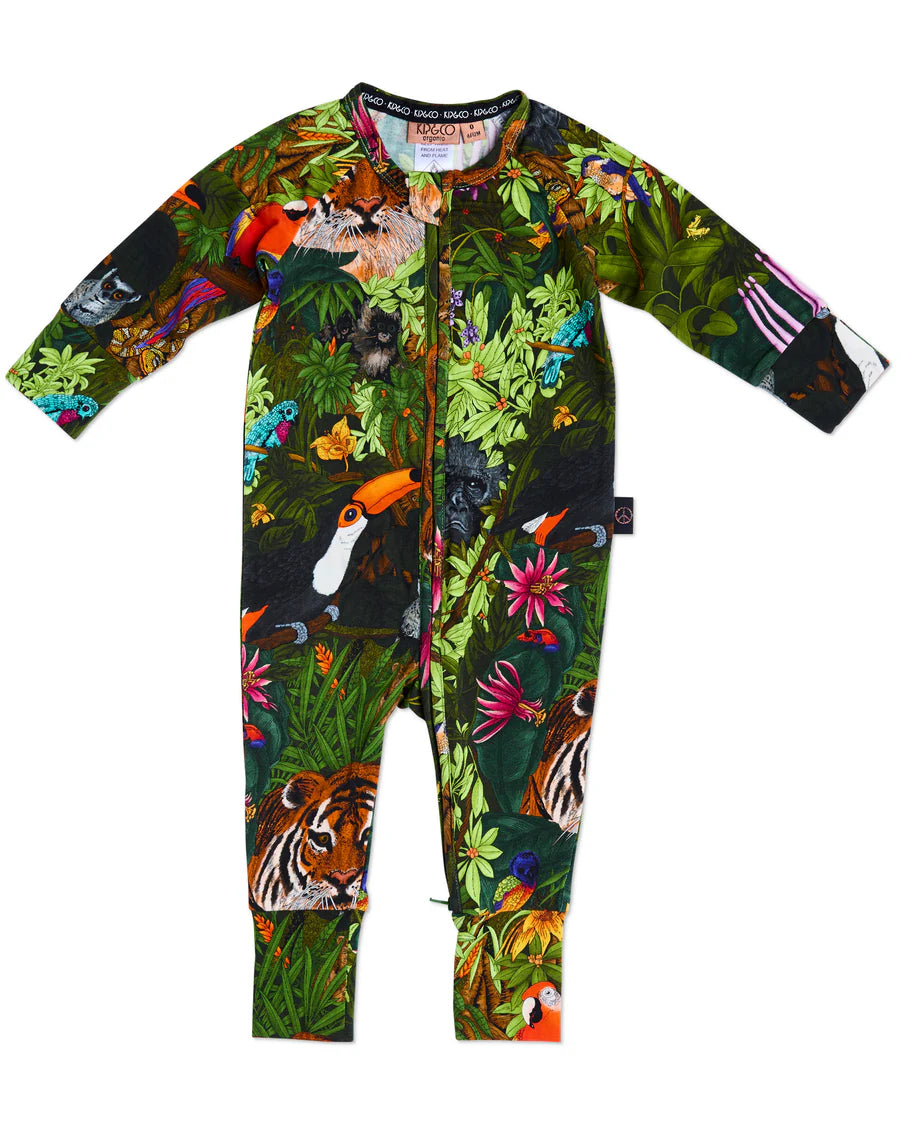 Kip & Co BABY | Jungle Life Organic Long Sleeve Zip Romper