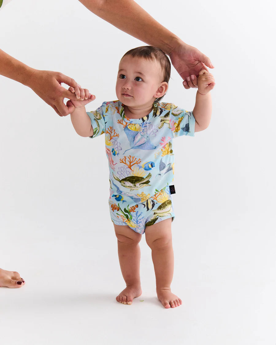 Kip & Co BABY | Reef Life Organic Short Sleeve Frill Romper