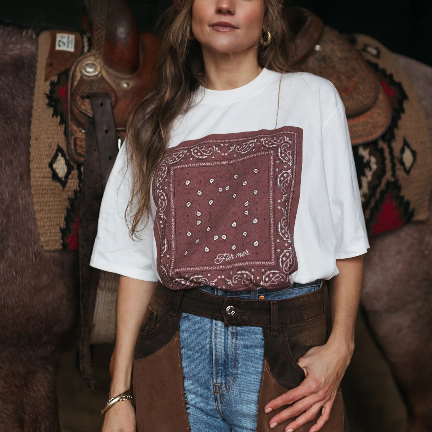 FAR MER by Whitney Bandana Crew Tee — product detail shot