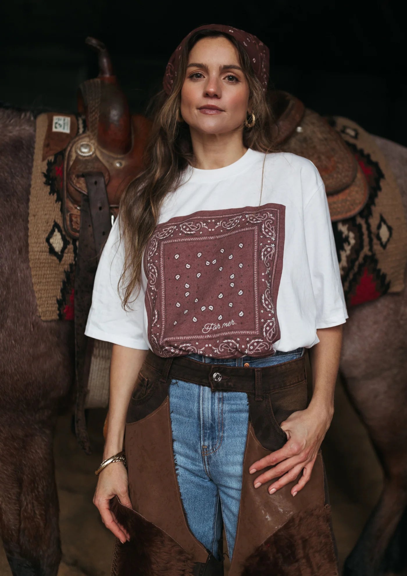 FAR MER by Whitney Bandana Crew Tee — product detail shot