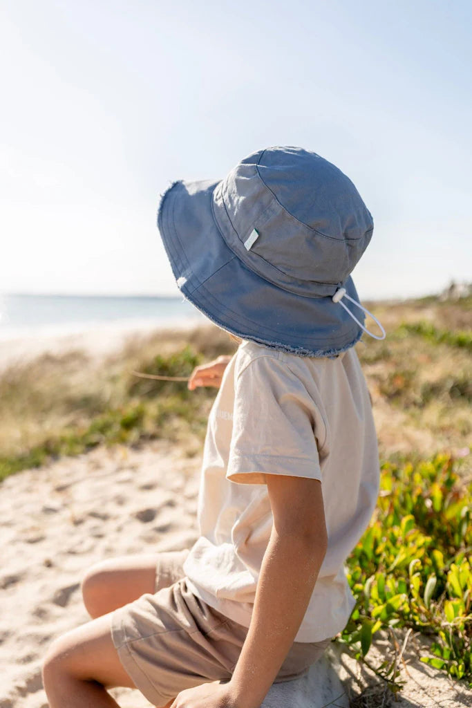 Acorn | Blue Frayed Bucket Hat