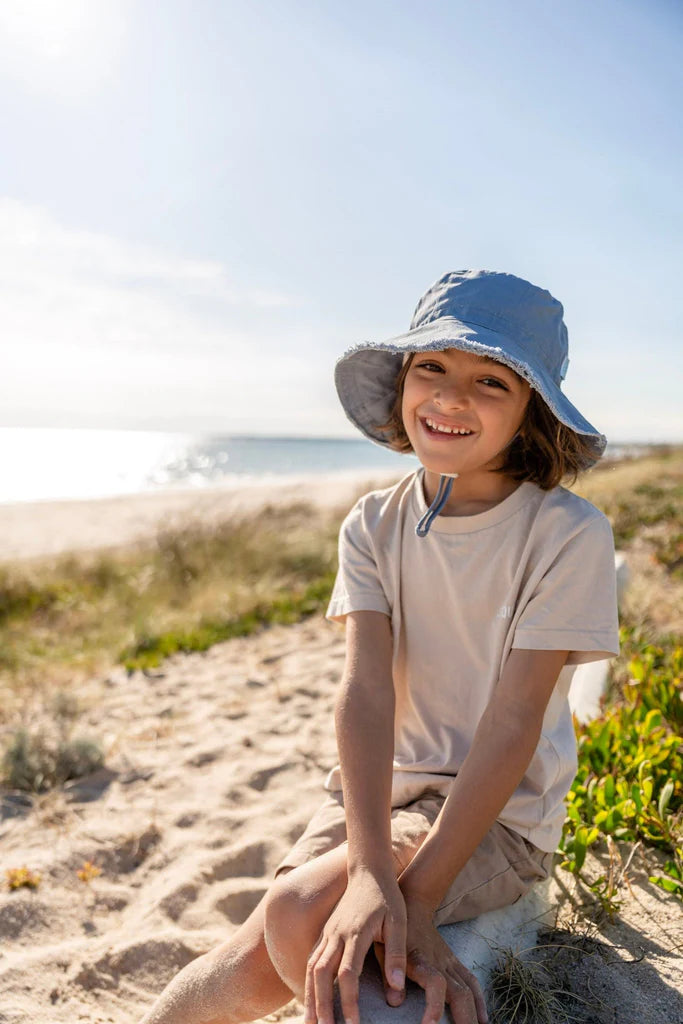 Acorn | Blue Frayed Bucket Hat