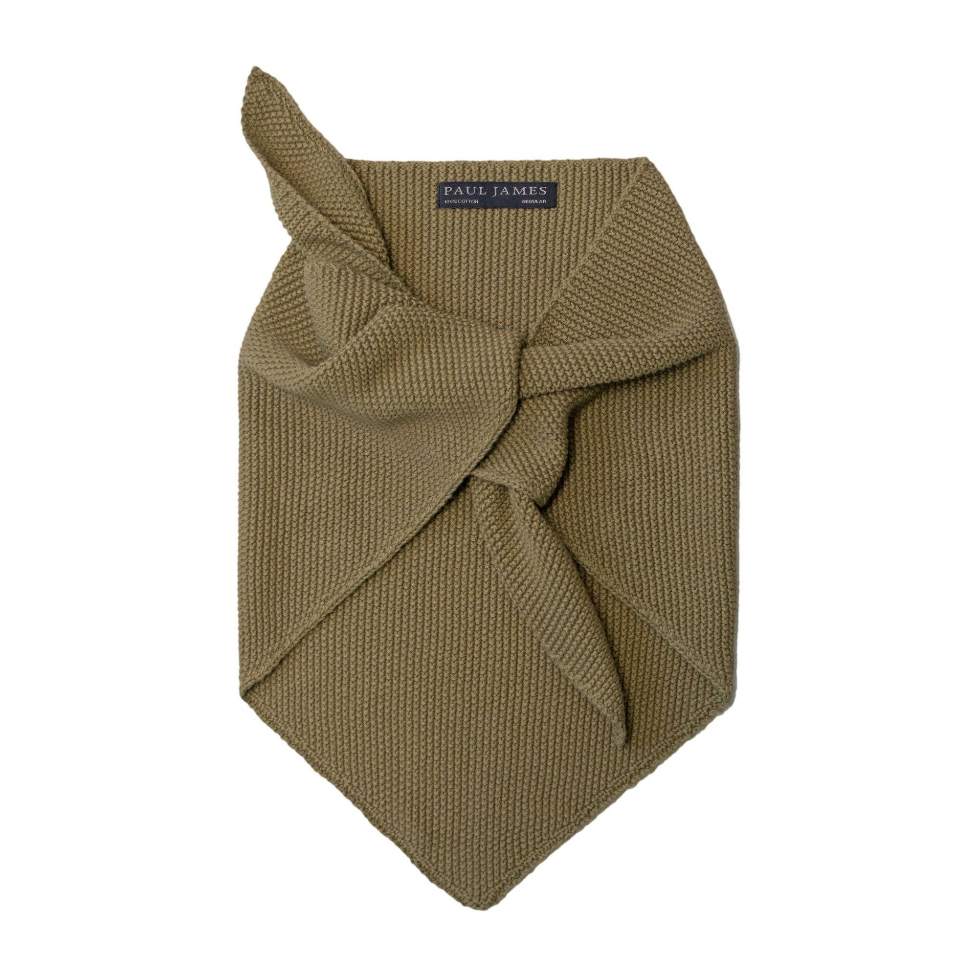Paul James Knitwear | Cotton Textured Neckerchief- Light Olive