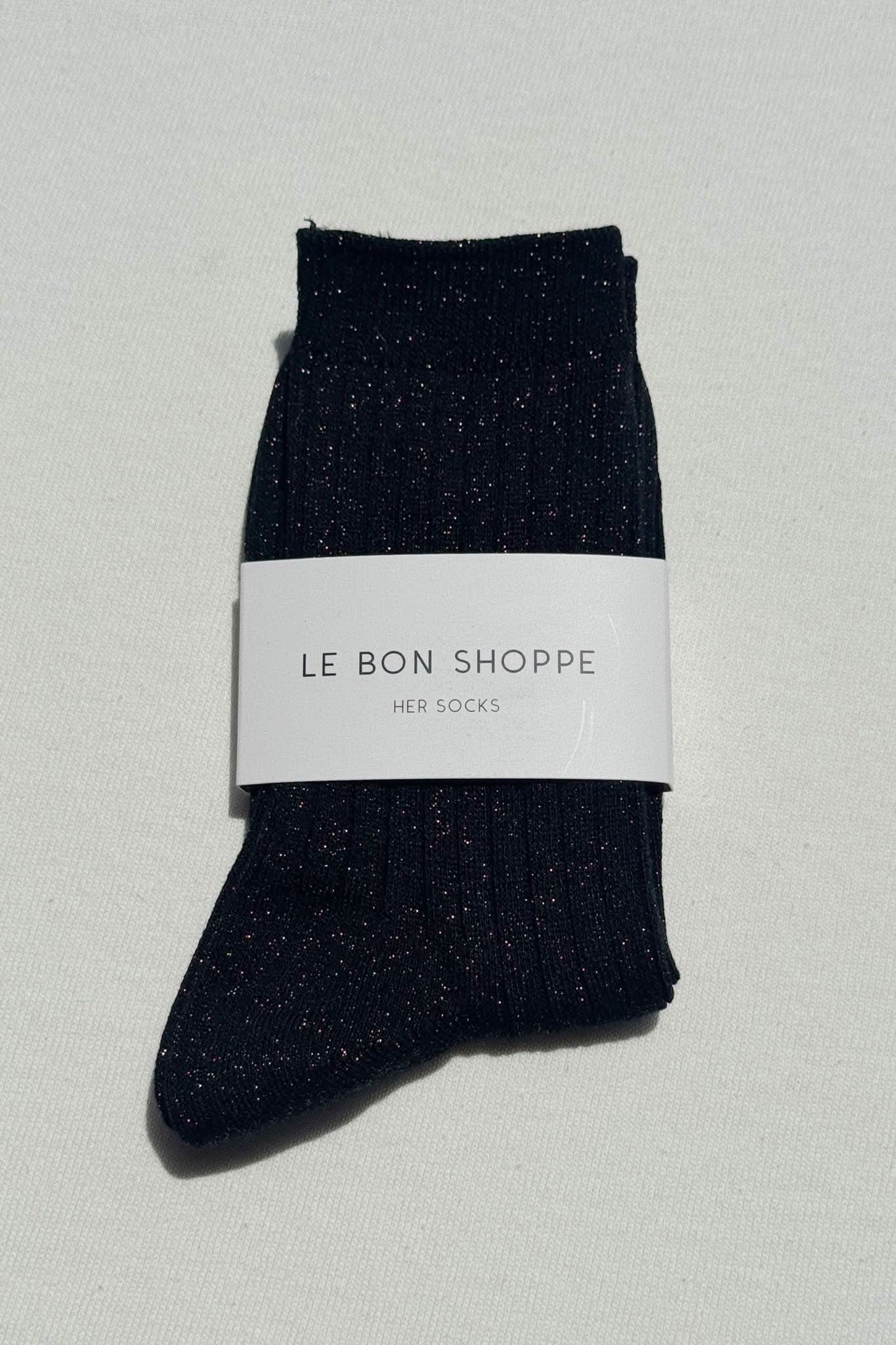 Le Bon Shoppe | Her Socks - Modal Lurex Copper Black Sparkle