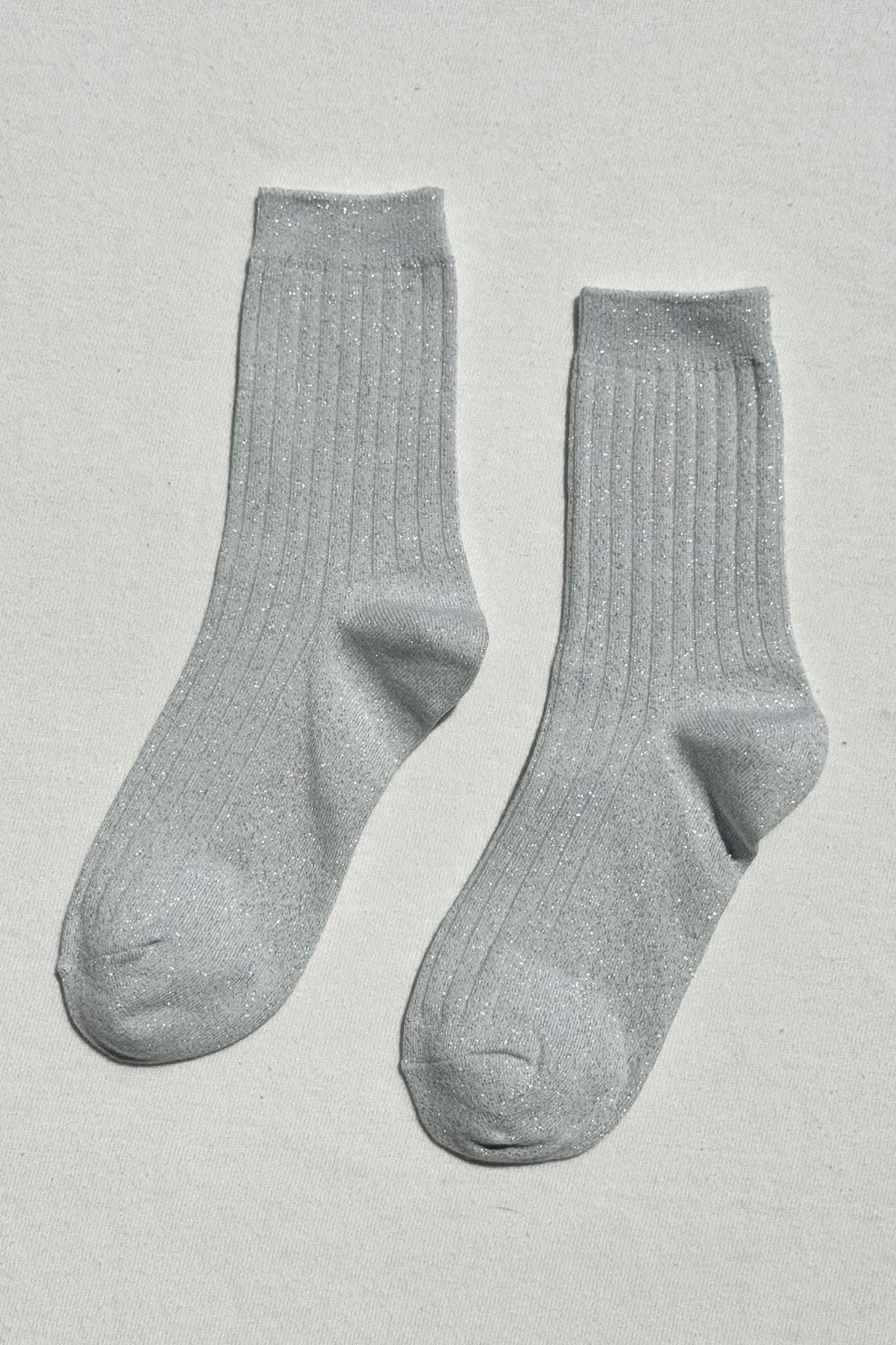 Le Bon Shoppe | Her Socks - Modal Lurex Snow White Sparkle