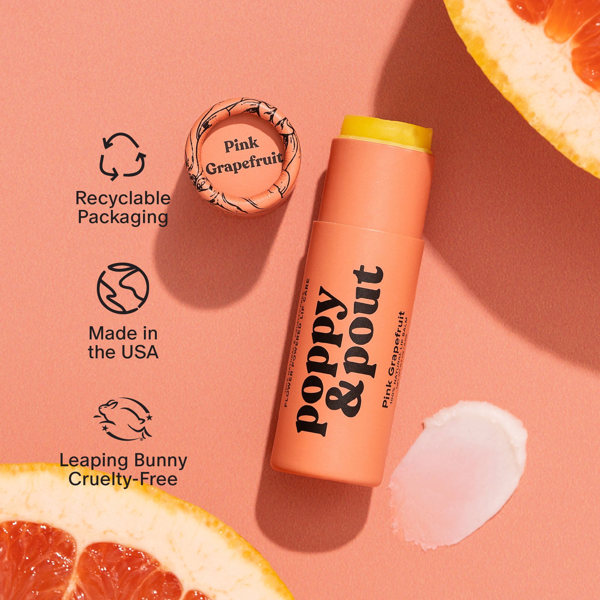 Poppy & Pout | Lip Balm- Pink Grapefruit