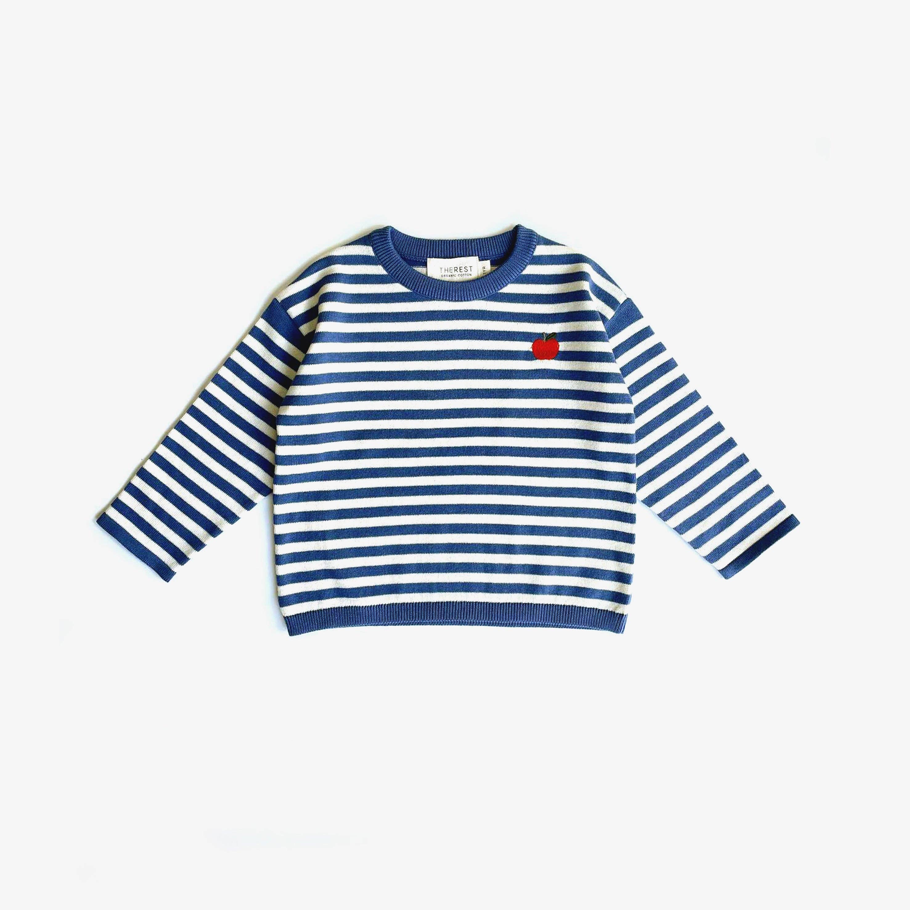 The Rest Long Sleeve Stripe Tee — front view flat lay
