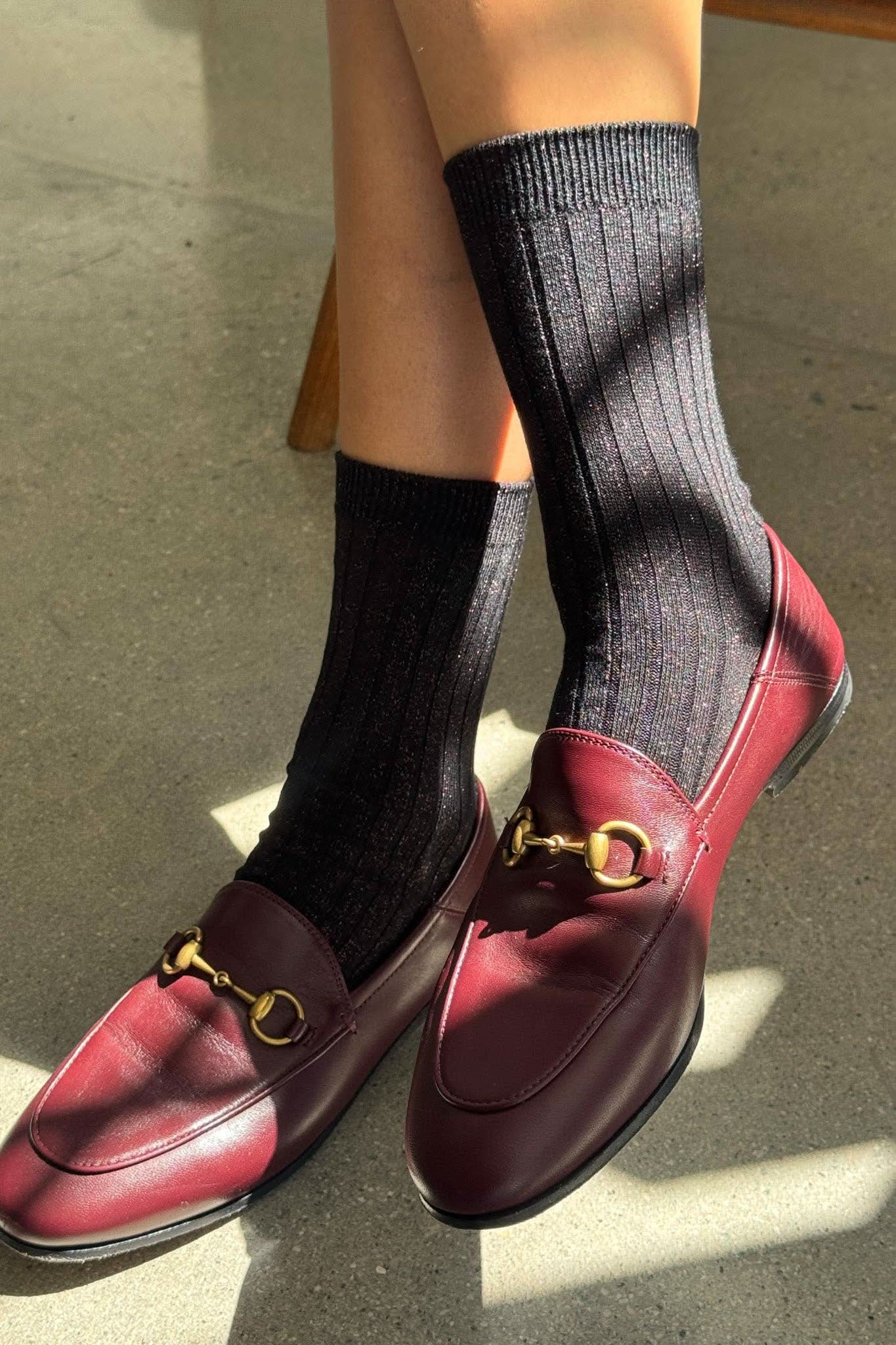 Le Bon Shoppe | Her Socks - Modal Lurex Copper Black Sparkle