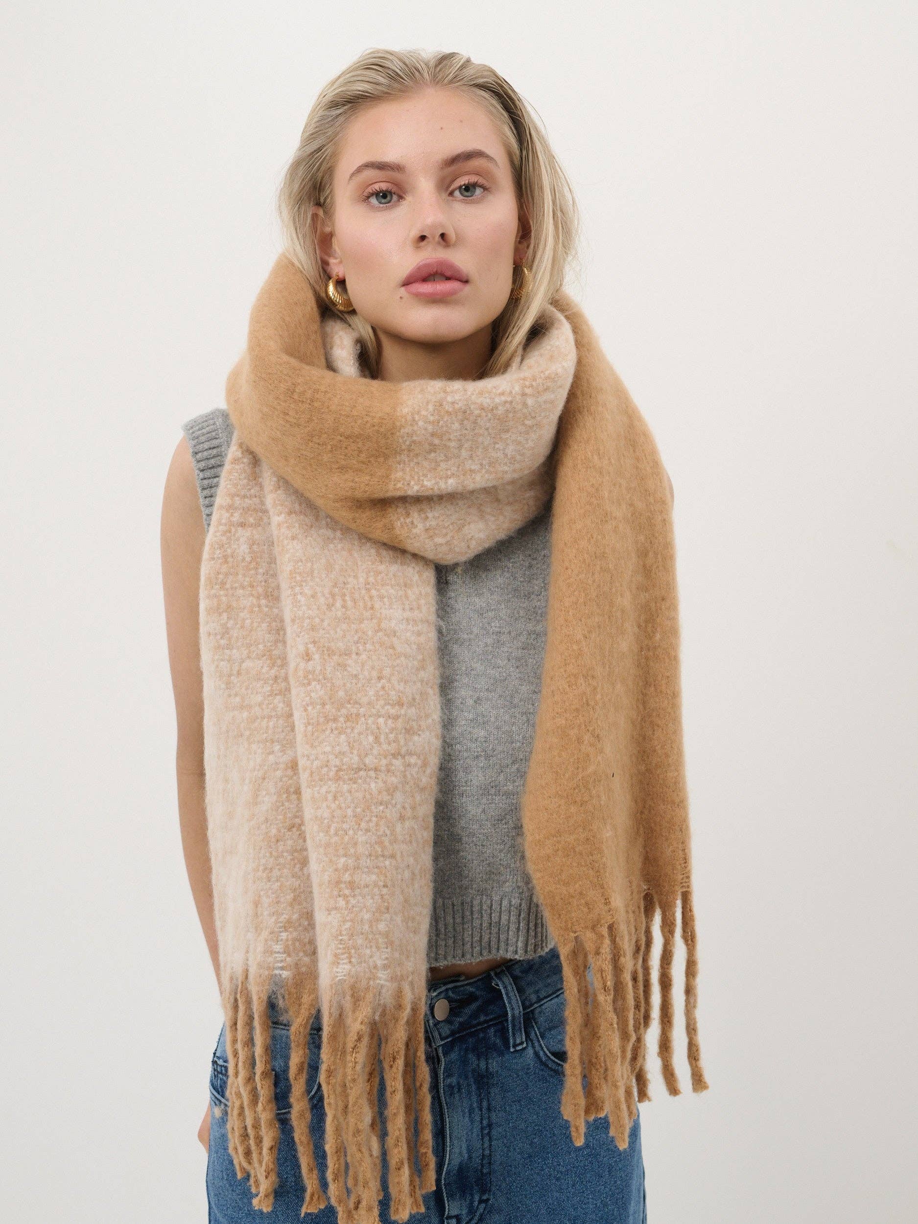 Angels Whisper | Caramel Duotone Fluffy Scarf