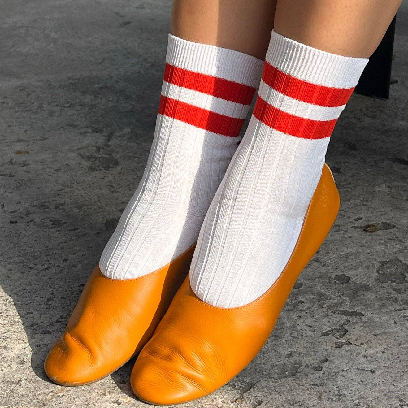 Le Bon Shoppe Her Varsity Socks, cotton crew sock styled with denim