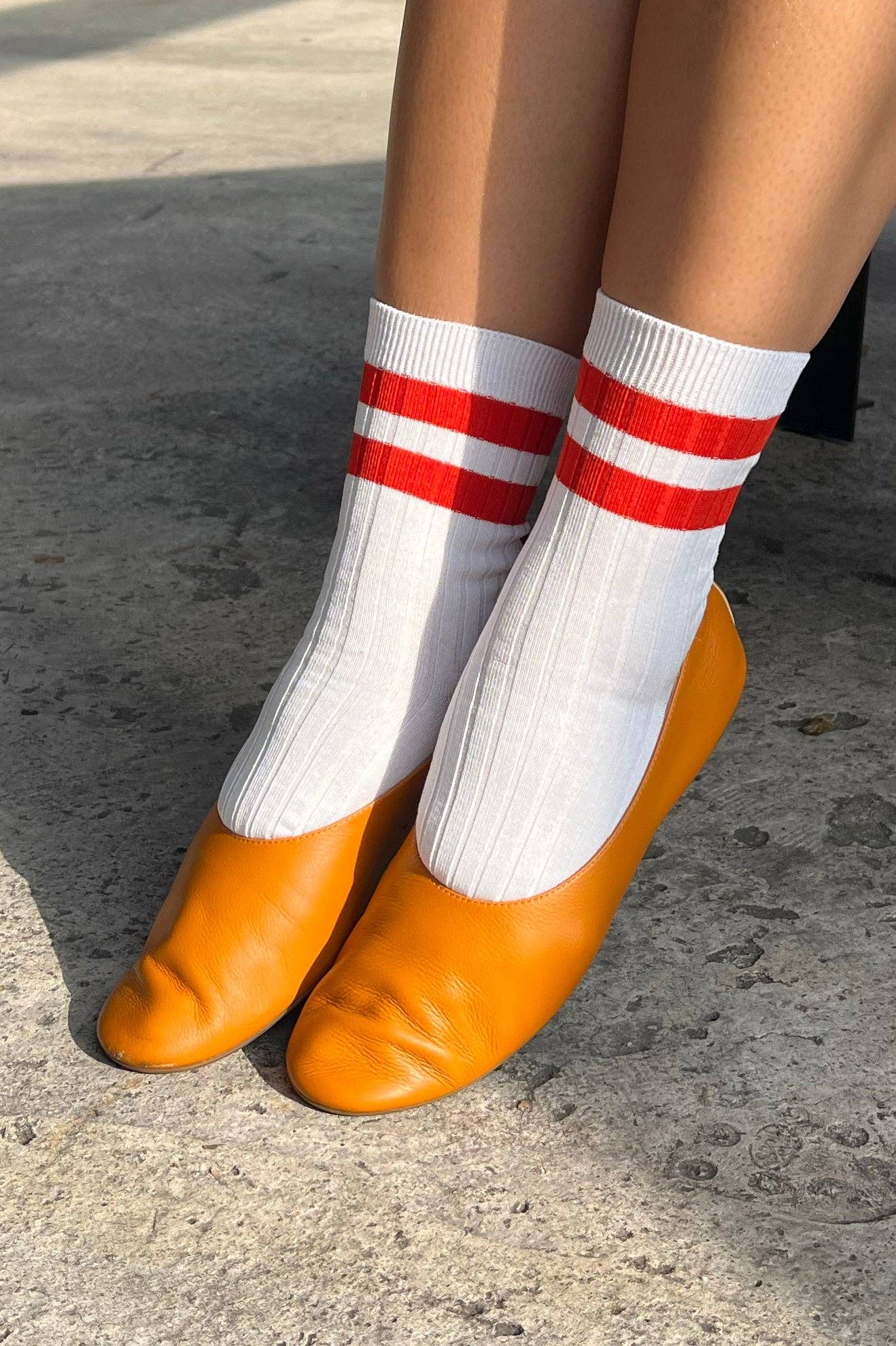 Le Bon Shoppe Her Varsity Socks, cotton crew sock styled with denim