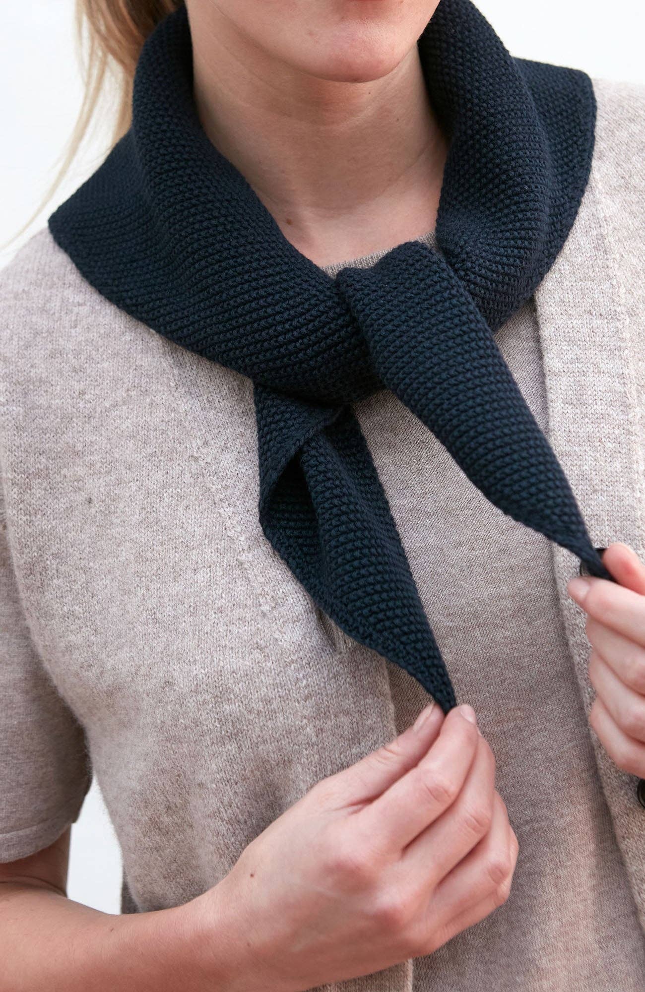 Paul James Knitwear | Cotton Textured Neckerchief- Navy