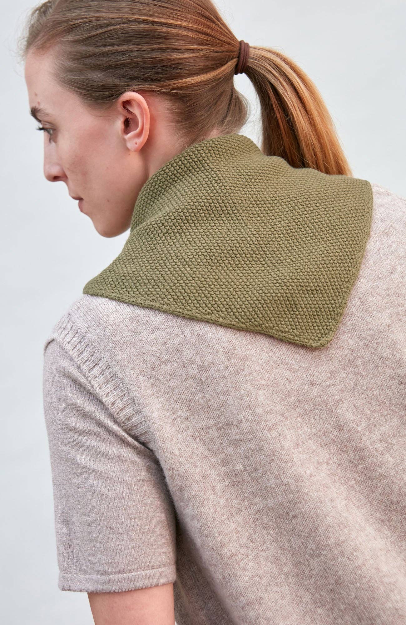 Paul James Knitwear | Cotton Textured Neckerchief- Light Olive