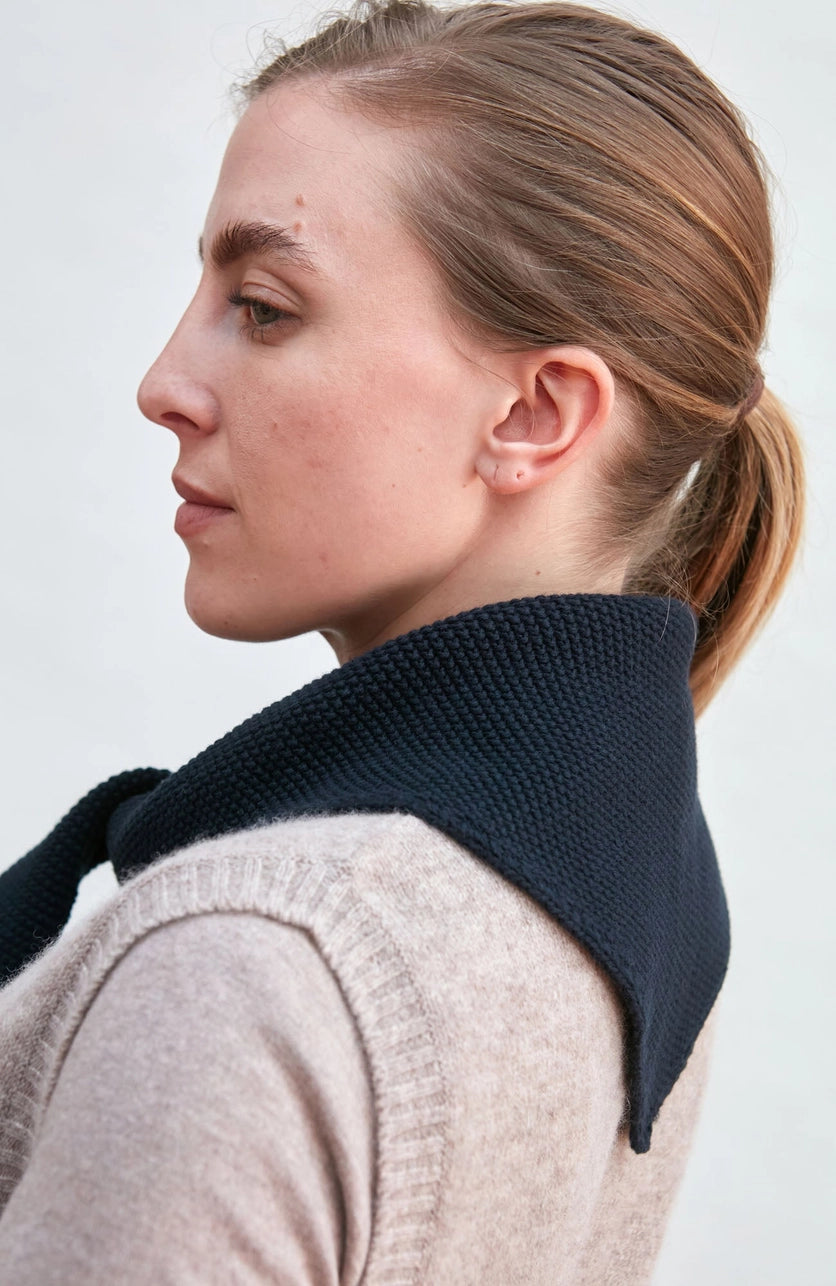Paul James Knitwear | Cotton Textured Neckerchief- Navy