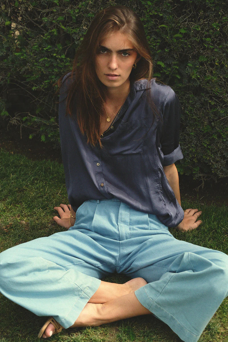 Lilya | Shiva Chambray Pants - light blue